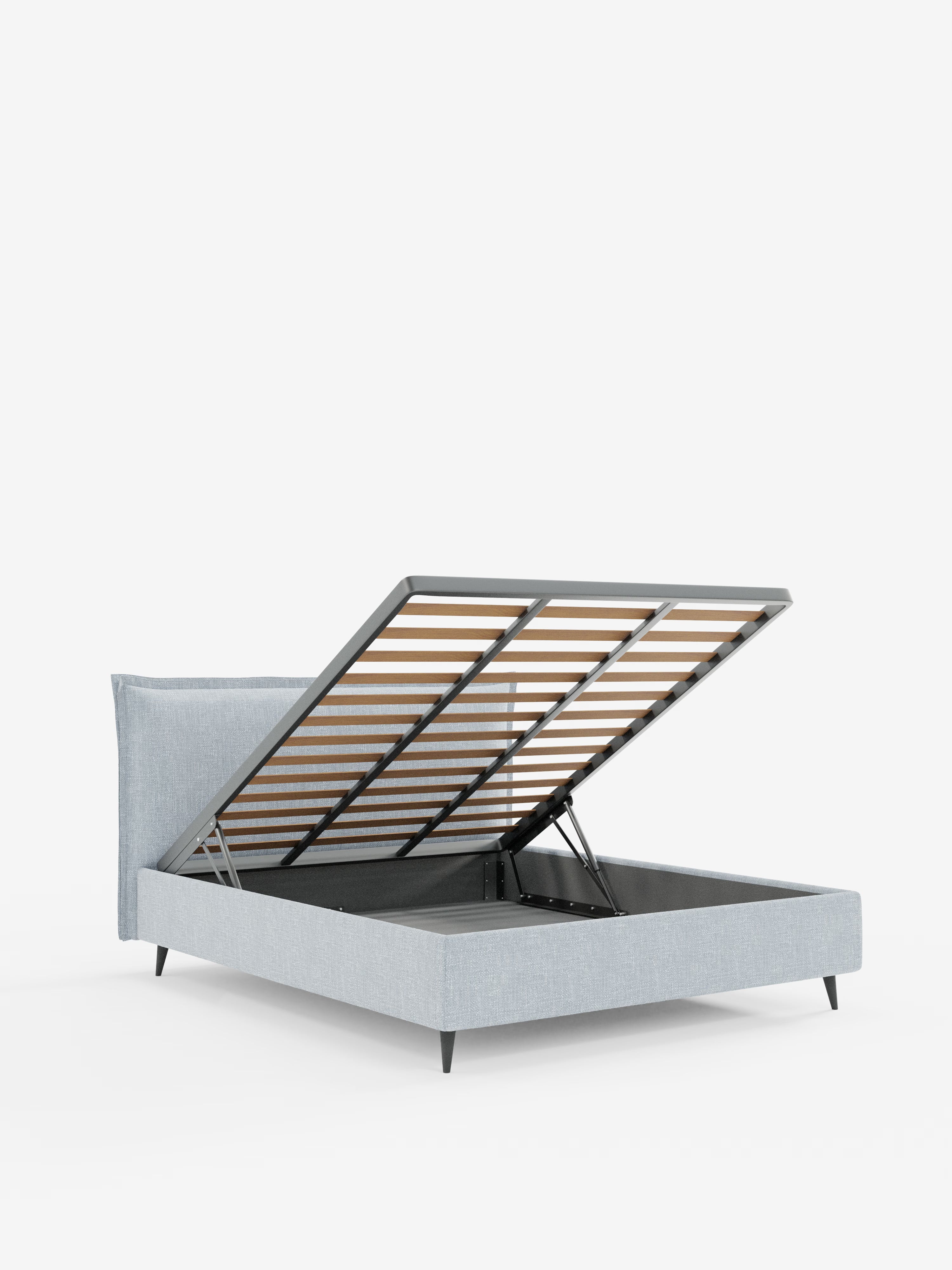 Hans Storage bed with minimal design in soft-touch flame fabric, waterproof