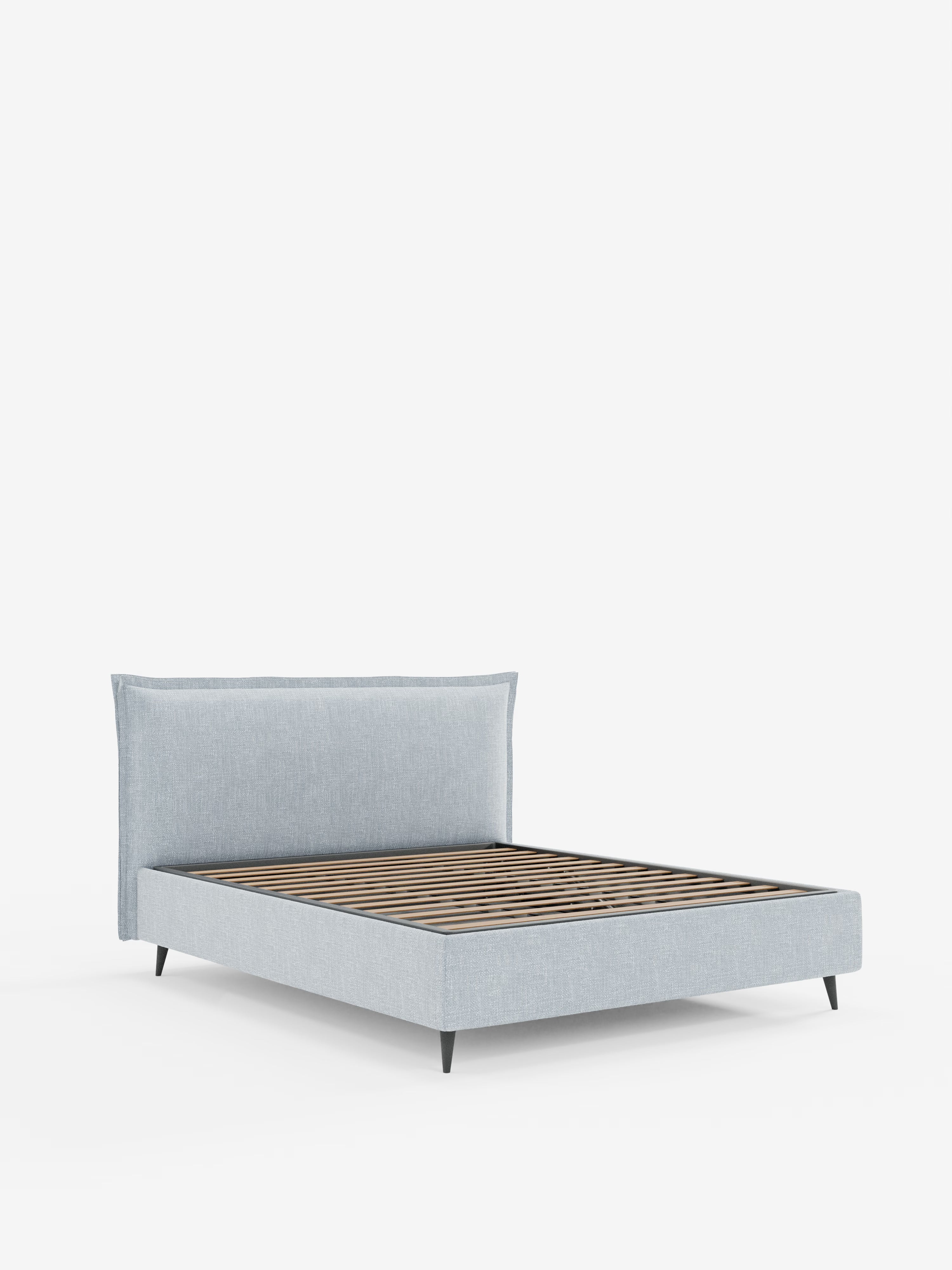 Hans Storage bed with minimal design in soft-touch flame fabric, waterproof