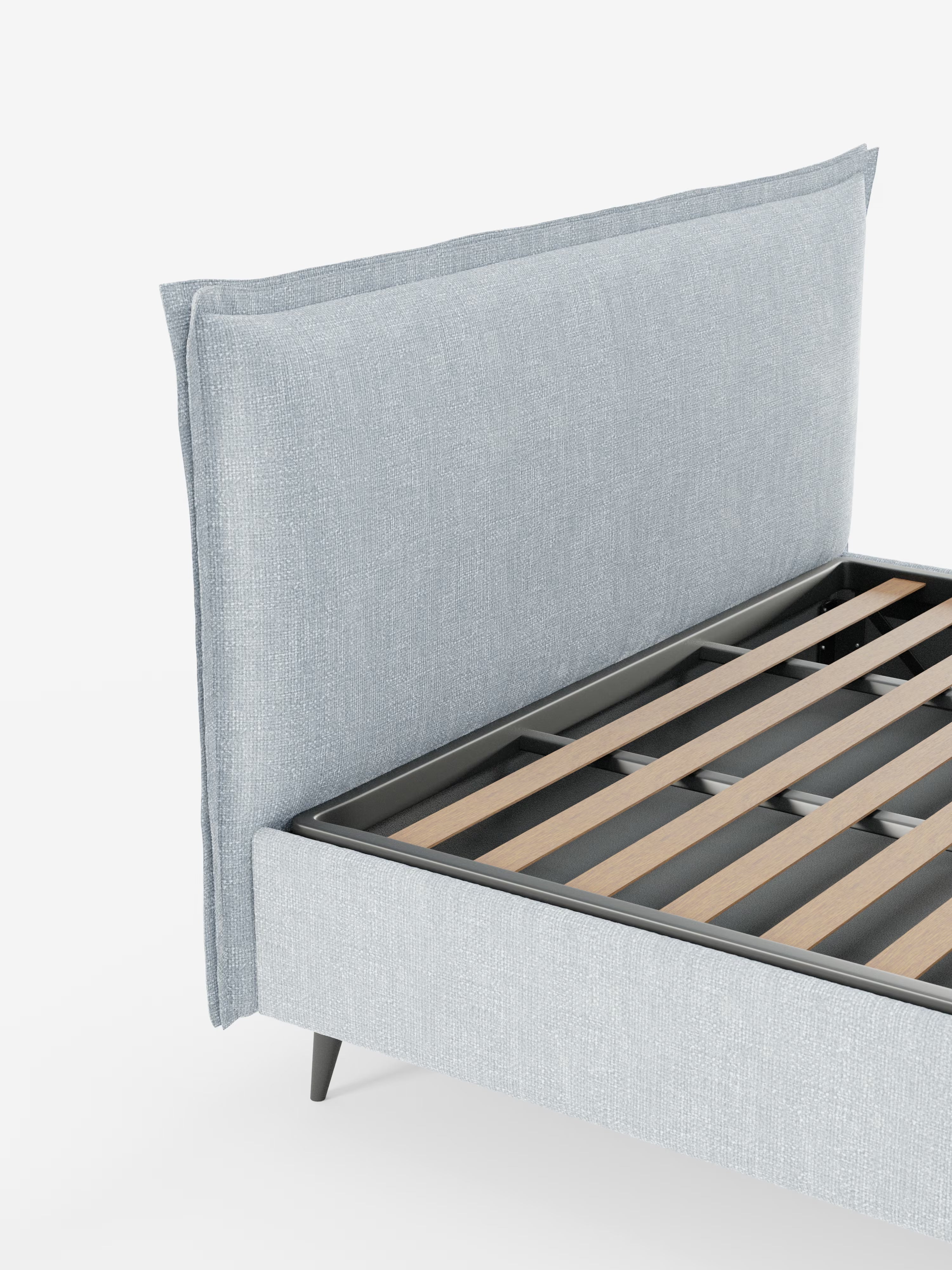 Hans Storage bed with minimal design in soft-touch flame fabric, waterproof