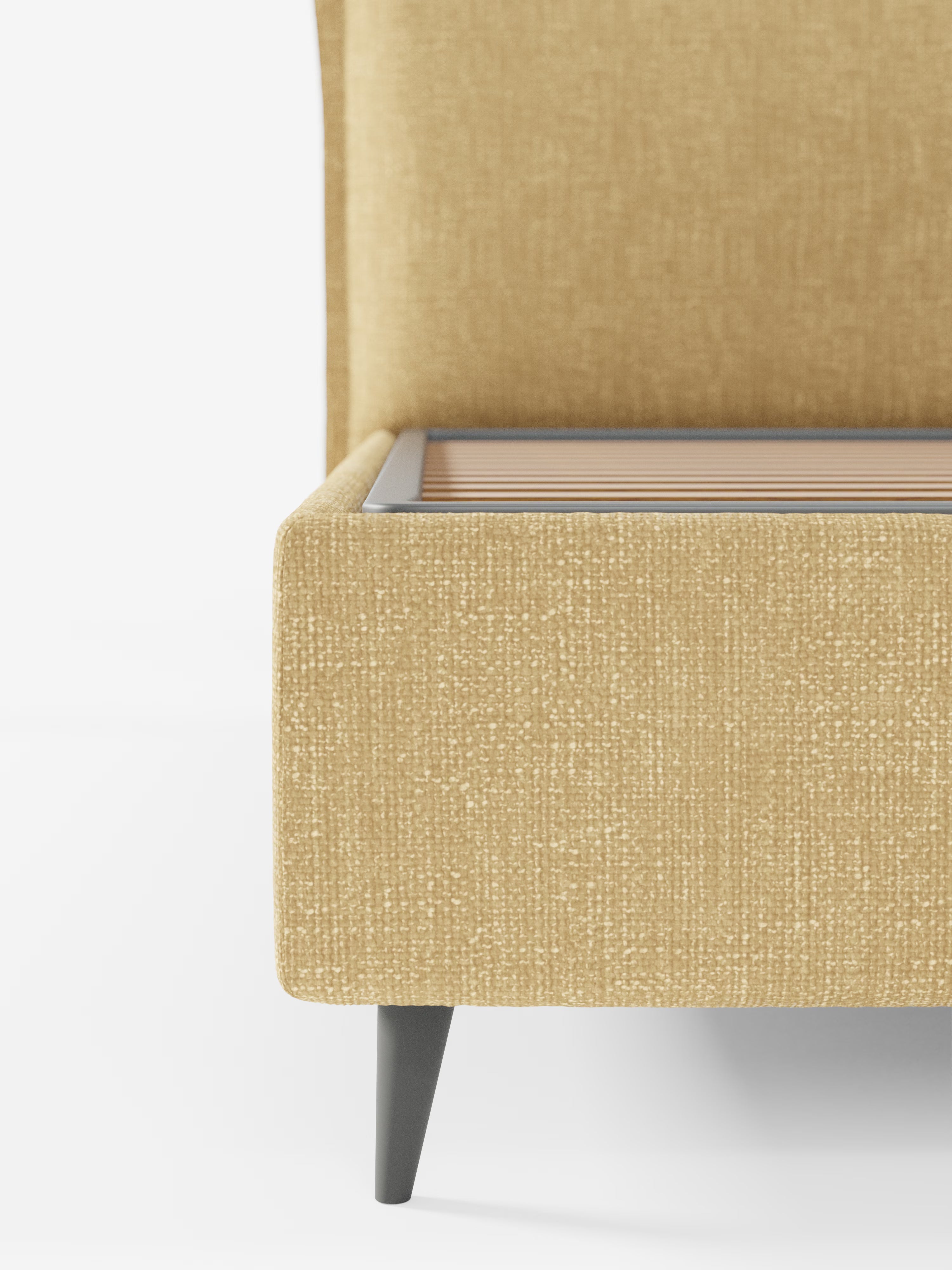 Hans Storage bed with minimal design in soft-touch flame fabric, waterproof