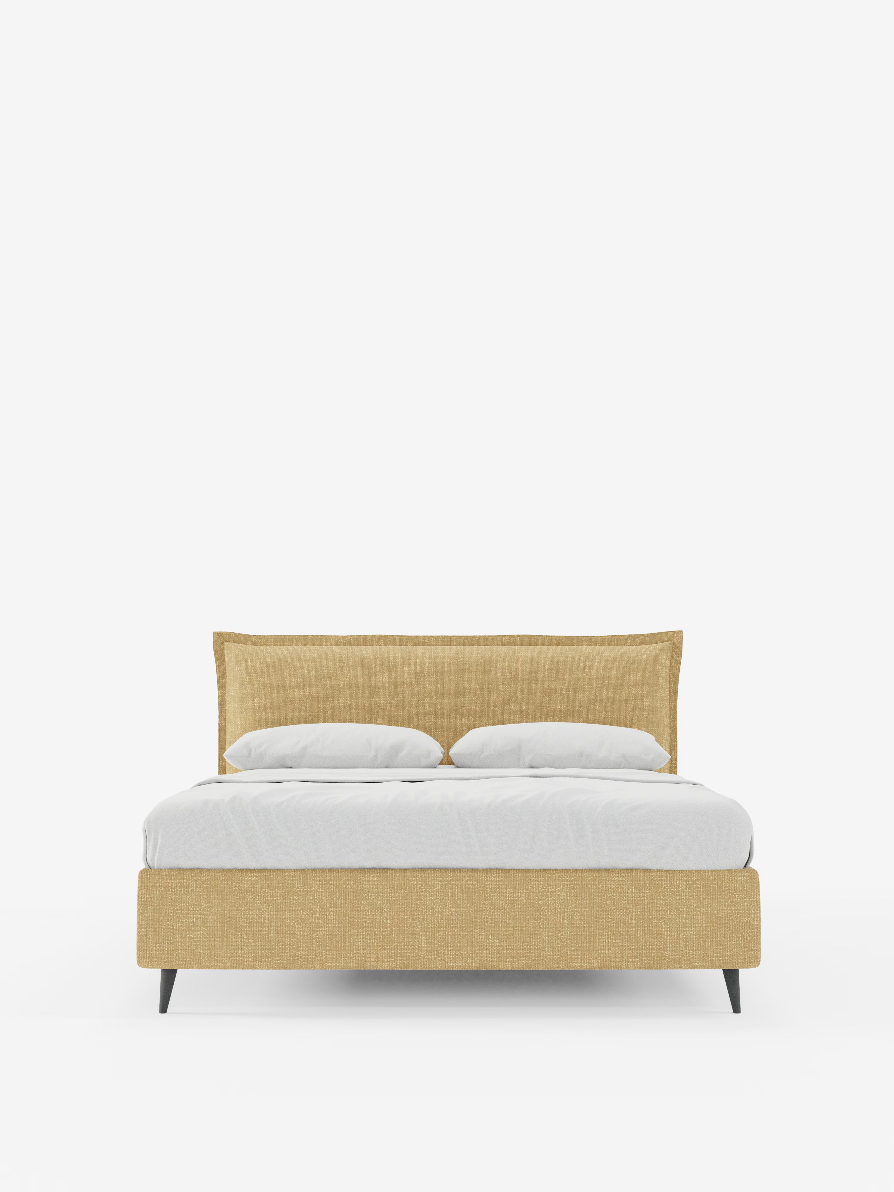 Hans Storage bed with minimal design in soft-touch flame fabric, waterproof