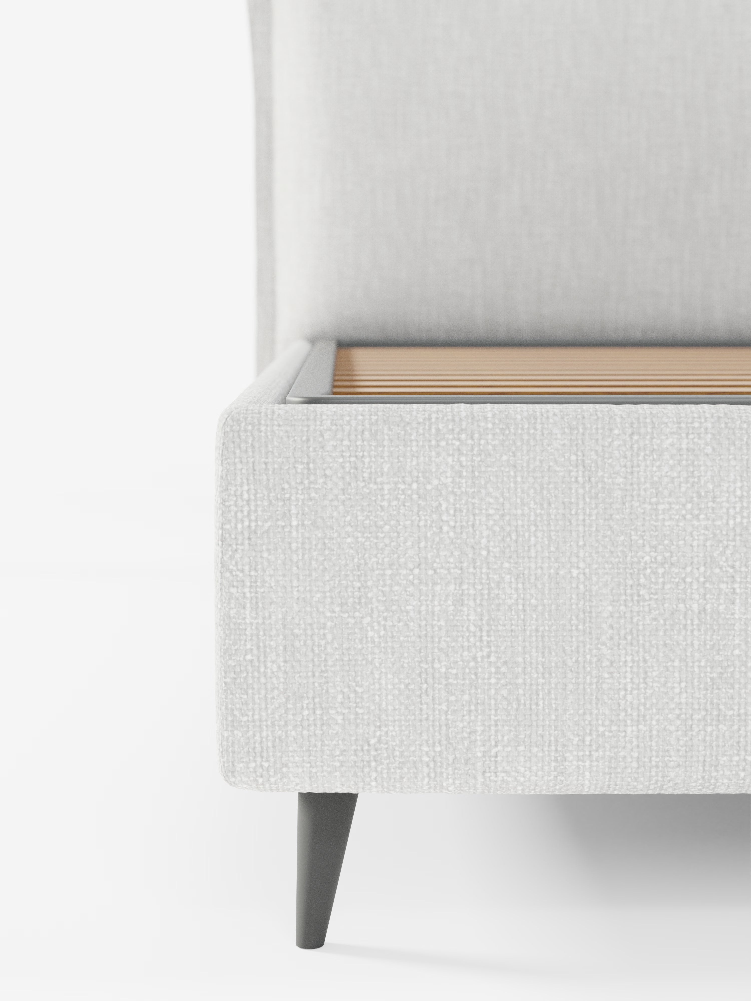 Hans Storage bed with minimal design in soft-touch flame fabric, waterproof