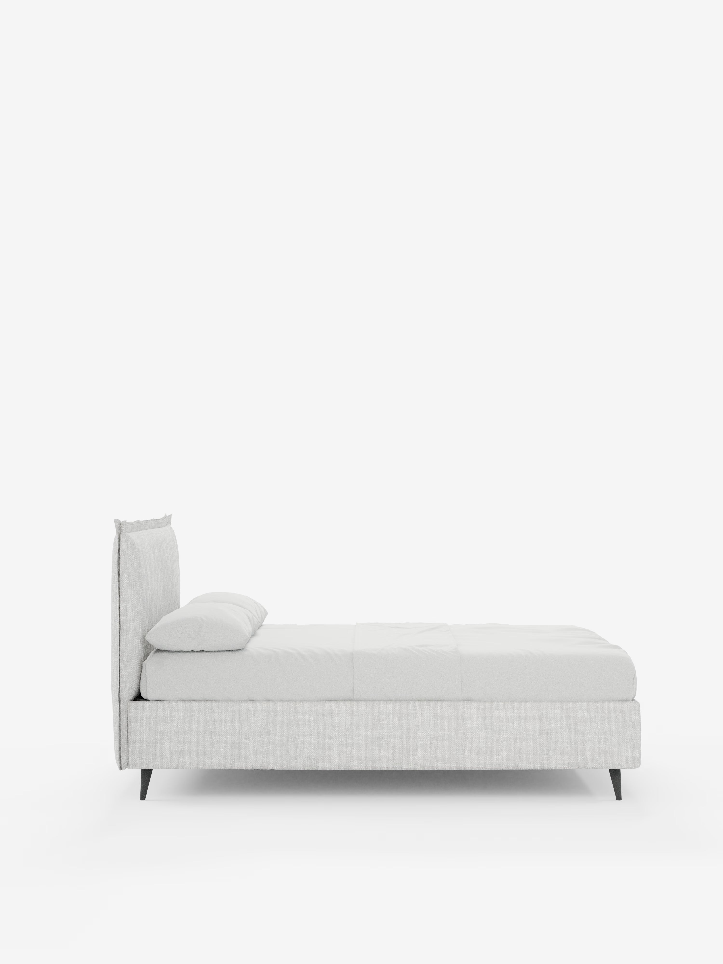 Hans Storage bed with minimal design in soft-touch flame fabric, waterproof