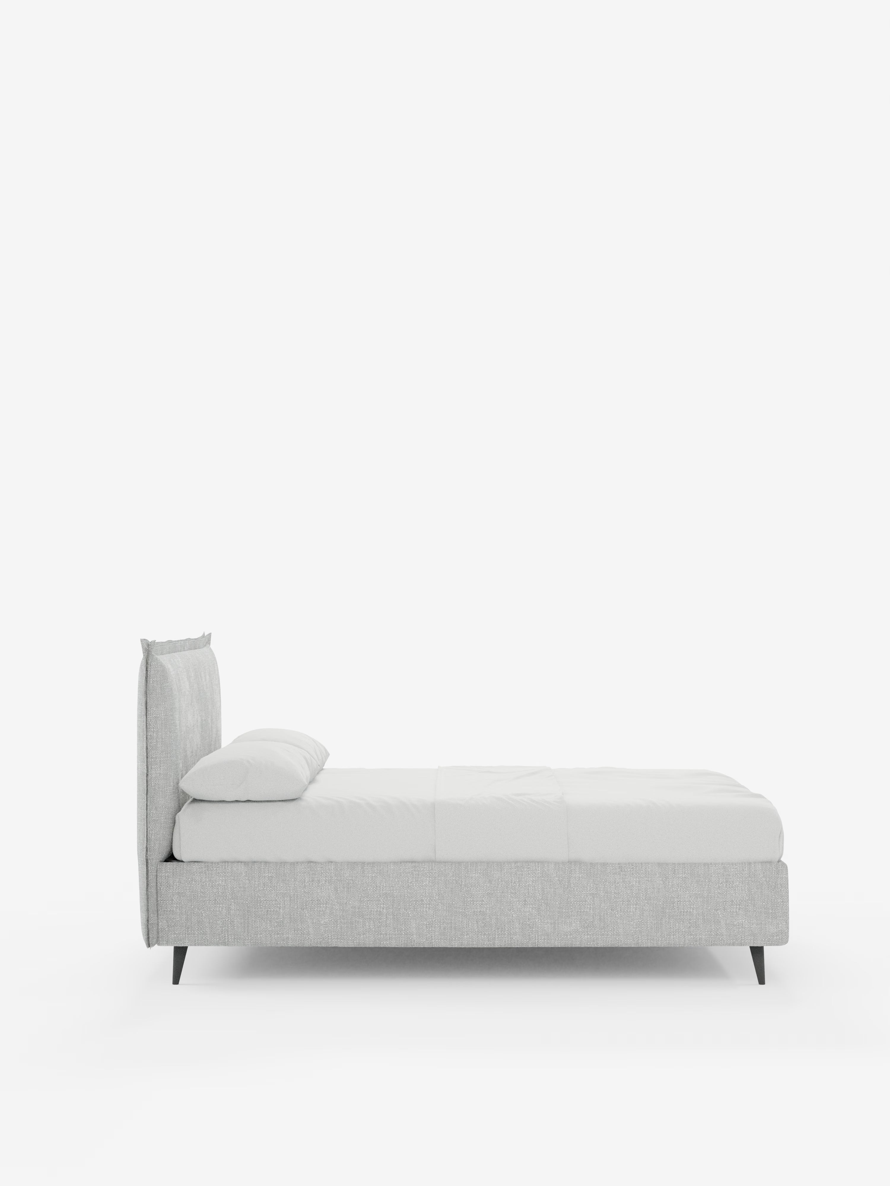 Hans Storage bed with minimal design in soft-touch flame fabric, waterproof