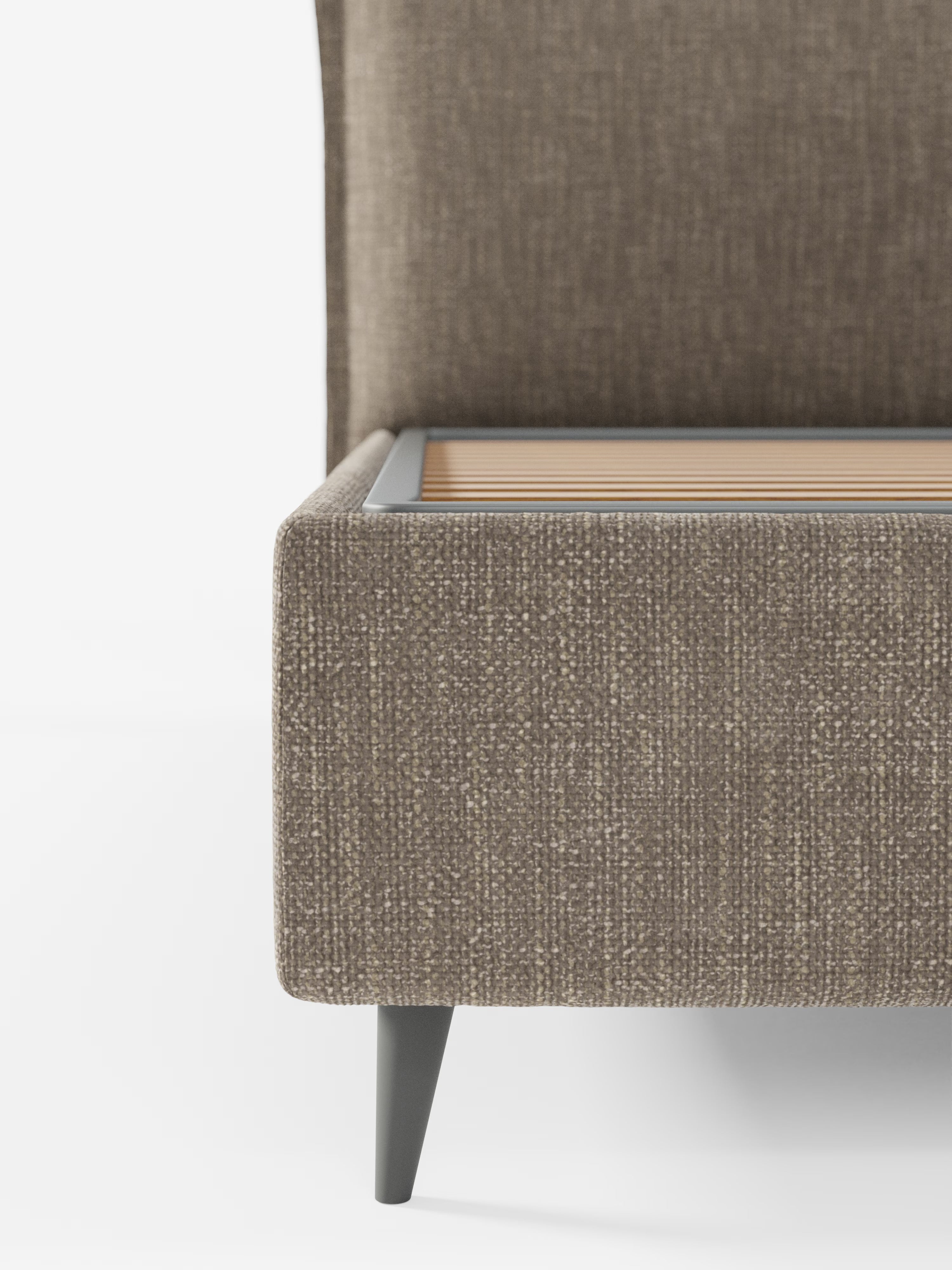 Hans Storage bed with minimal design in soft-touch flame fabric, waterproof