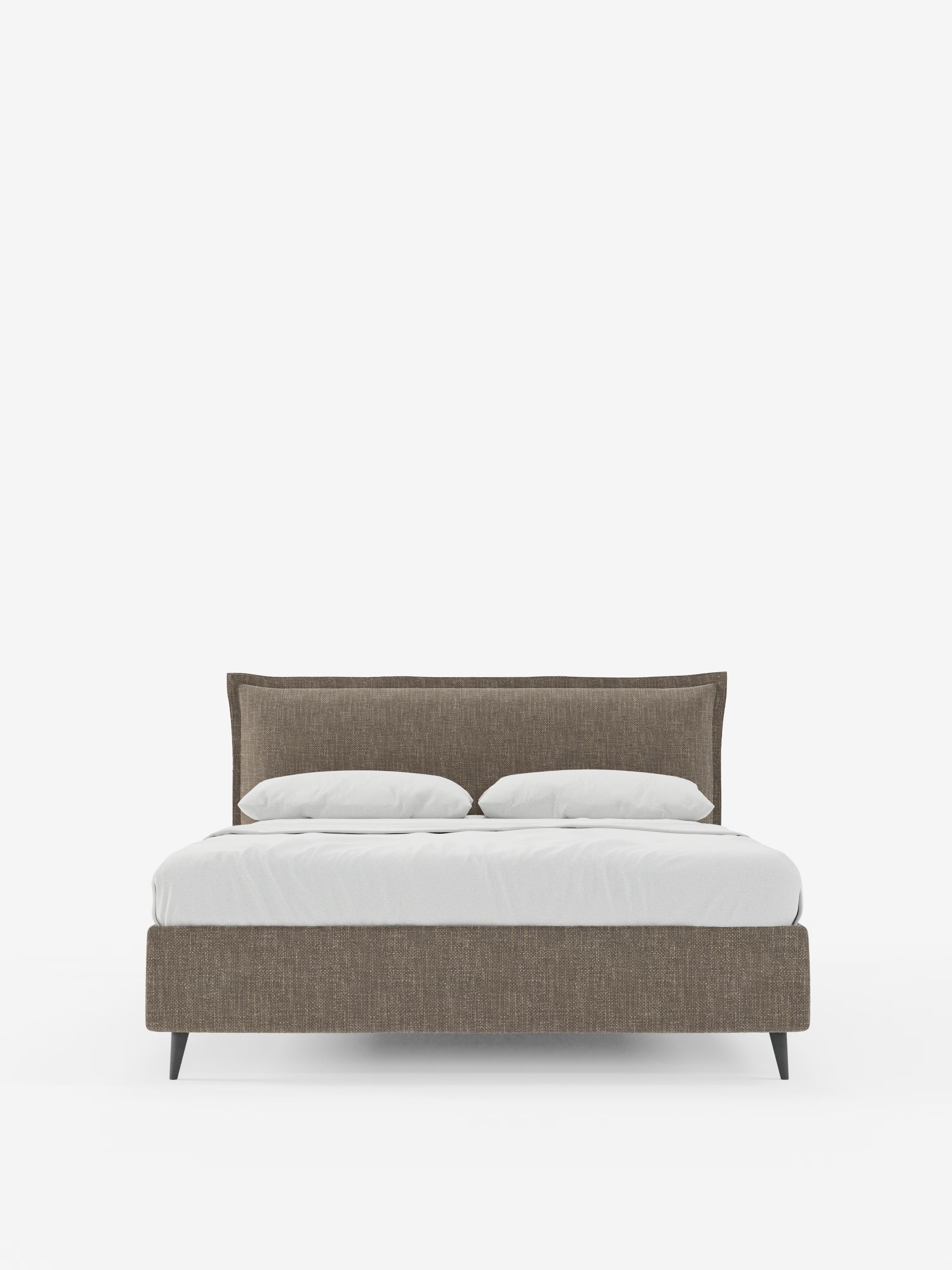 Hans Storage bed with minimal design in soft-touch flame fabric, waterproof