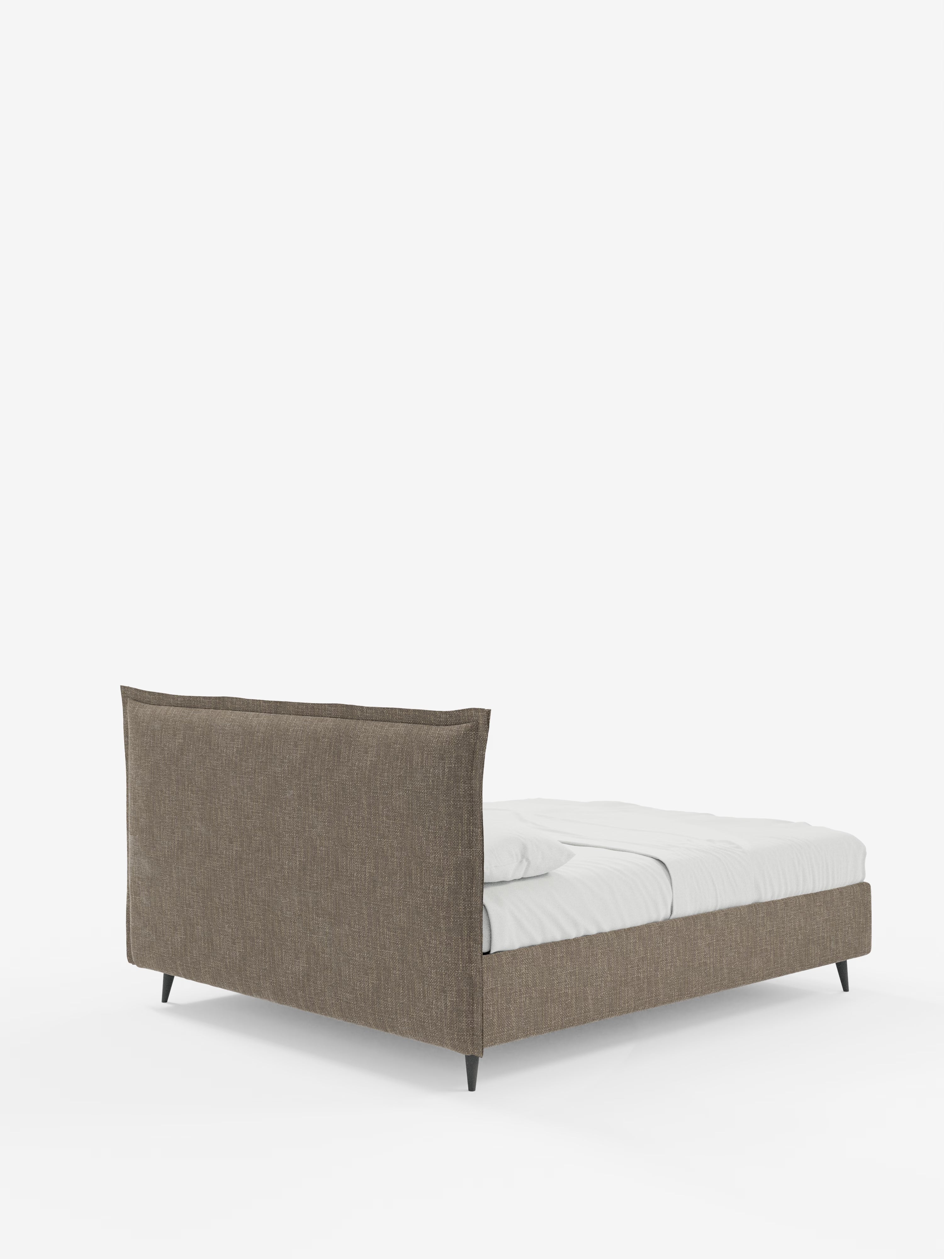 Hans Storage bed with minimal design in soft-touch flame fabric, waterproof