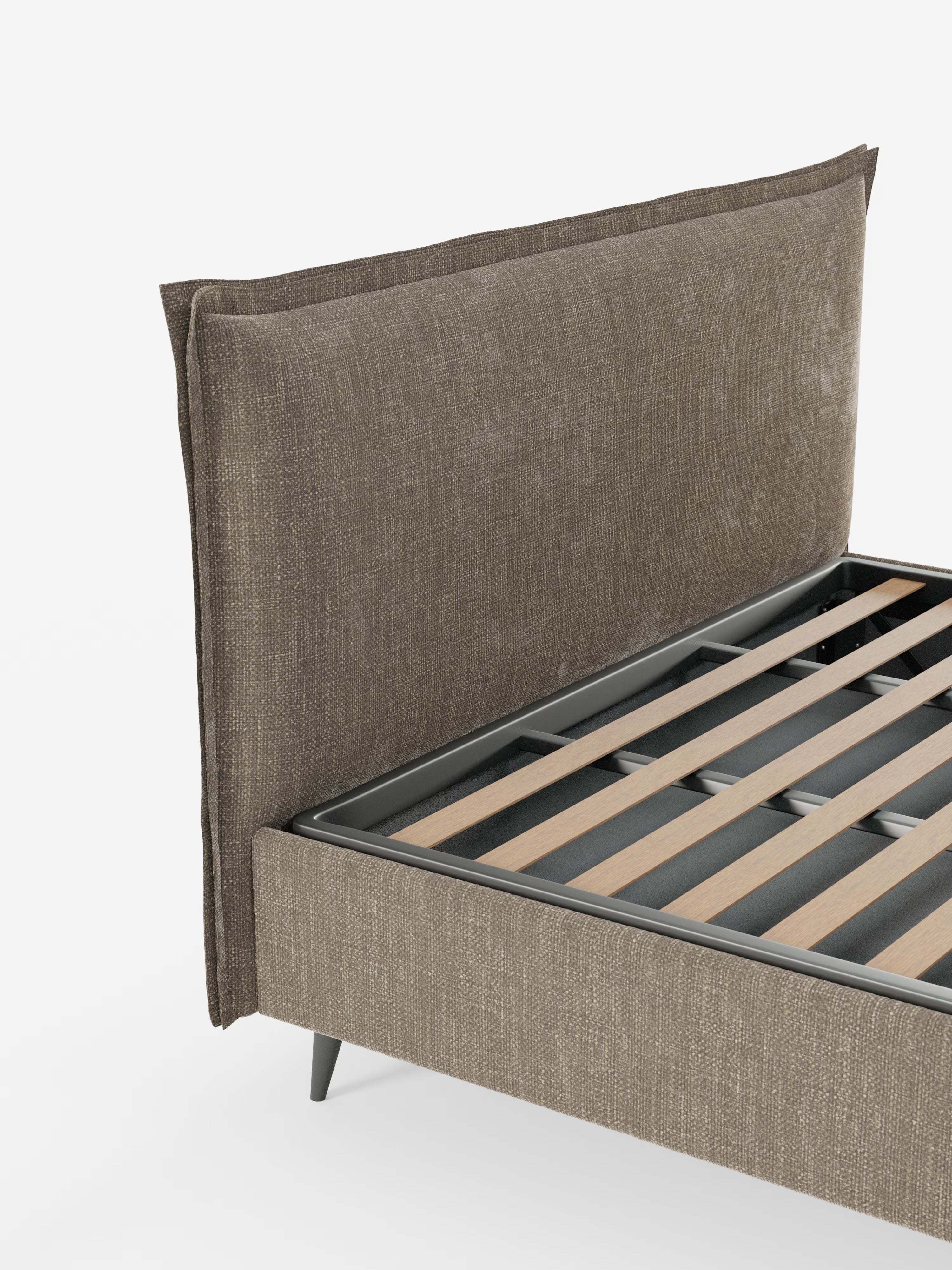 Hans Storage bed with minimal design in soft-touch flame fabric, waterproof