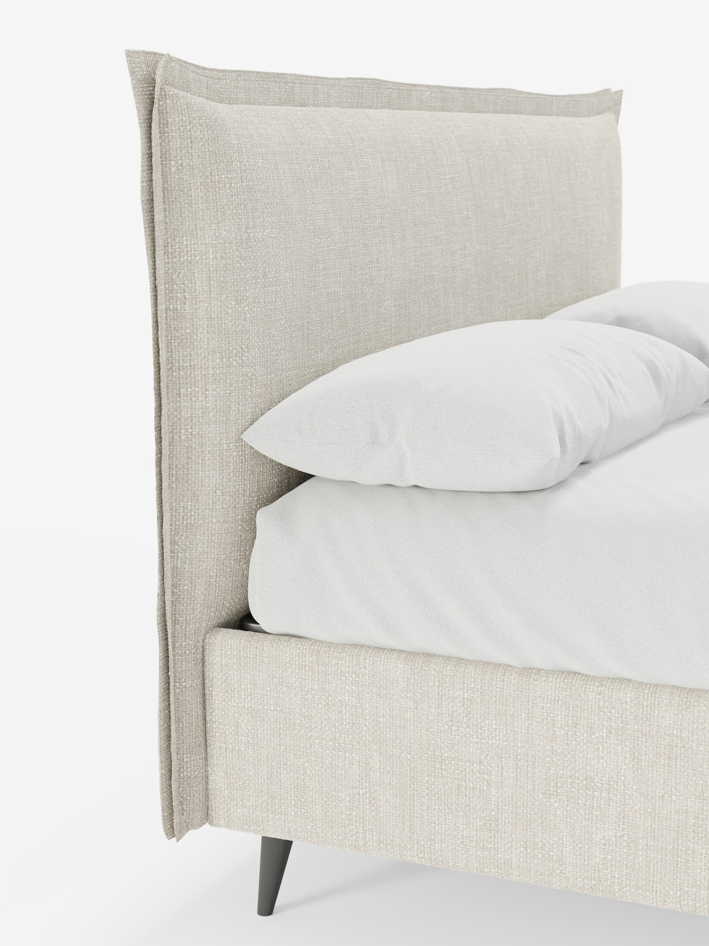 Hans Storage bed with minimal design in soft-touch flame fabric, waterproof