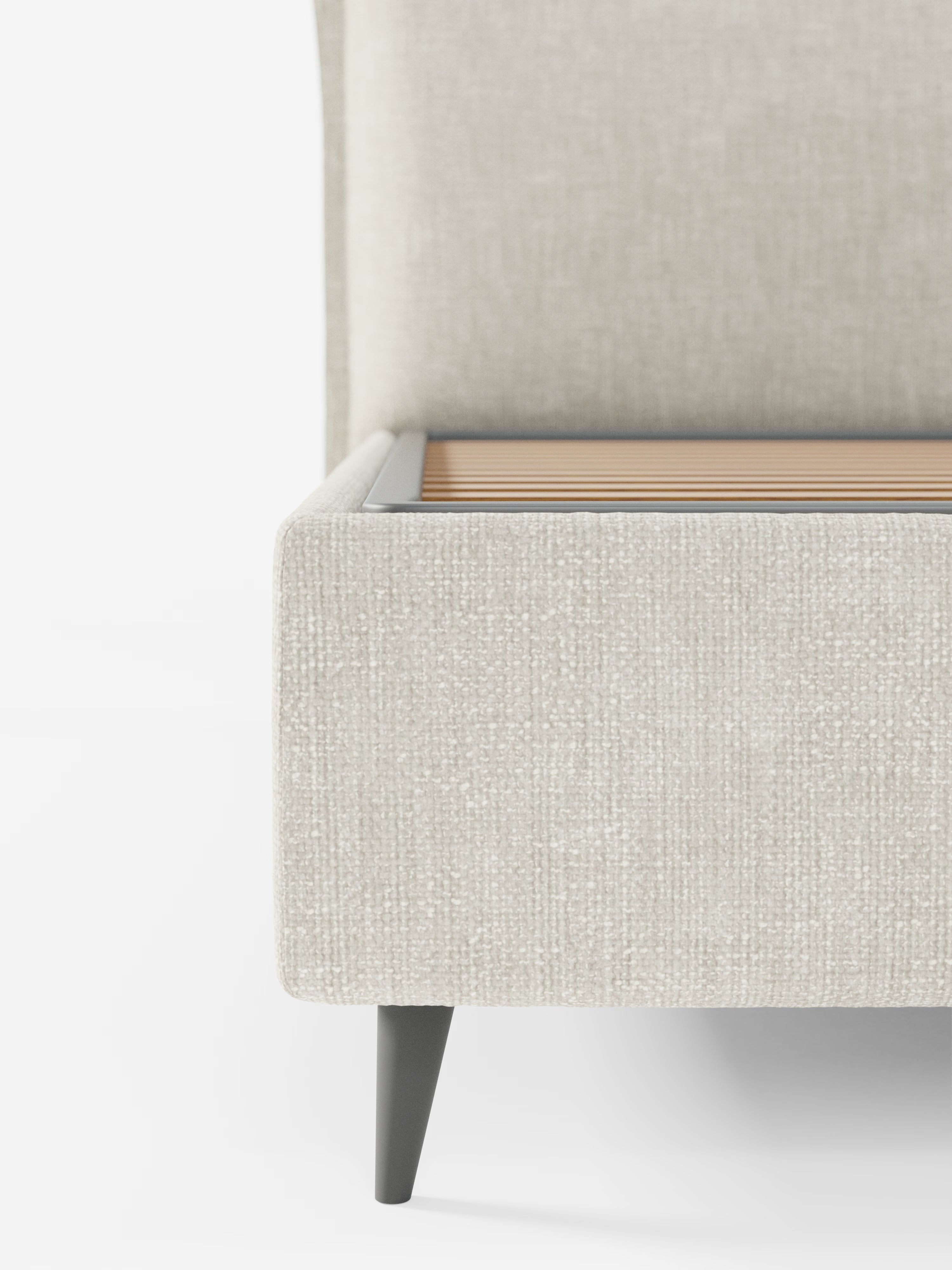 Hans Storage bed with minimal design in soft-touch flame fabric, waterproof