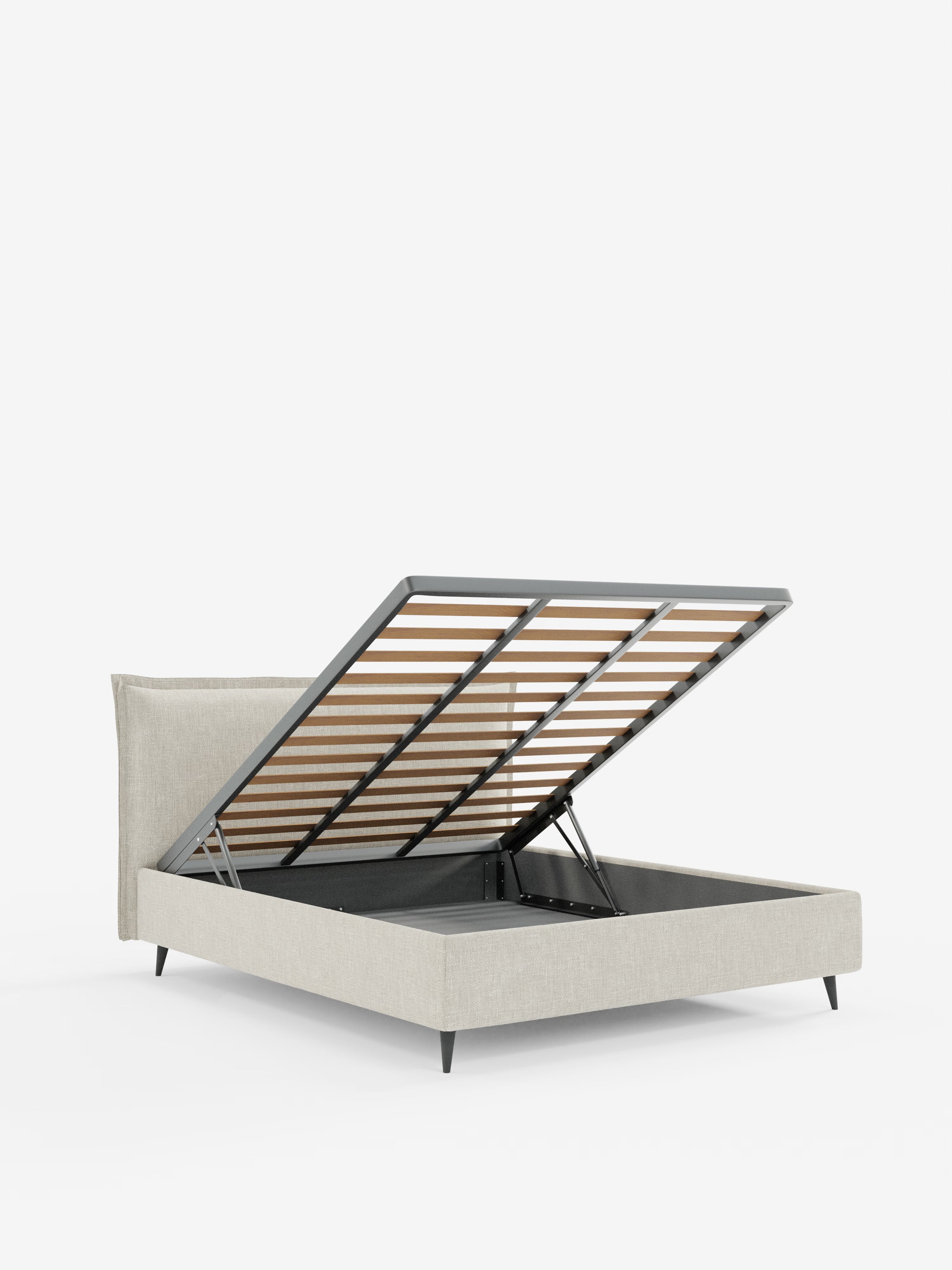 Hans Storage bed with minimal design in soft-touch flame fabric, waterproof