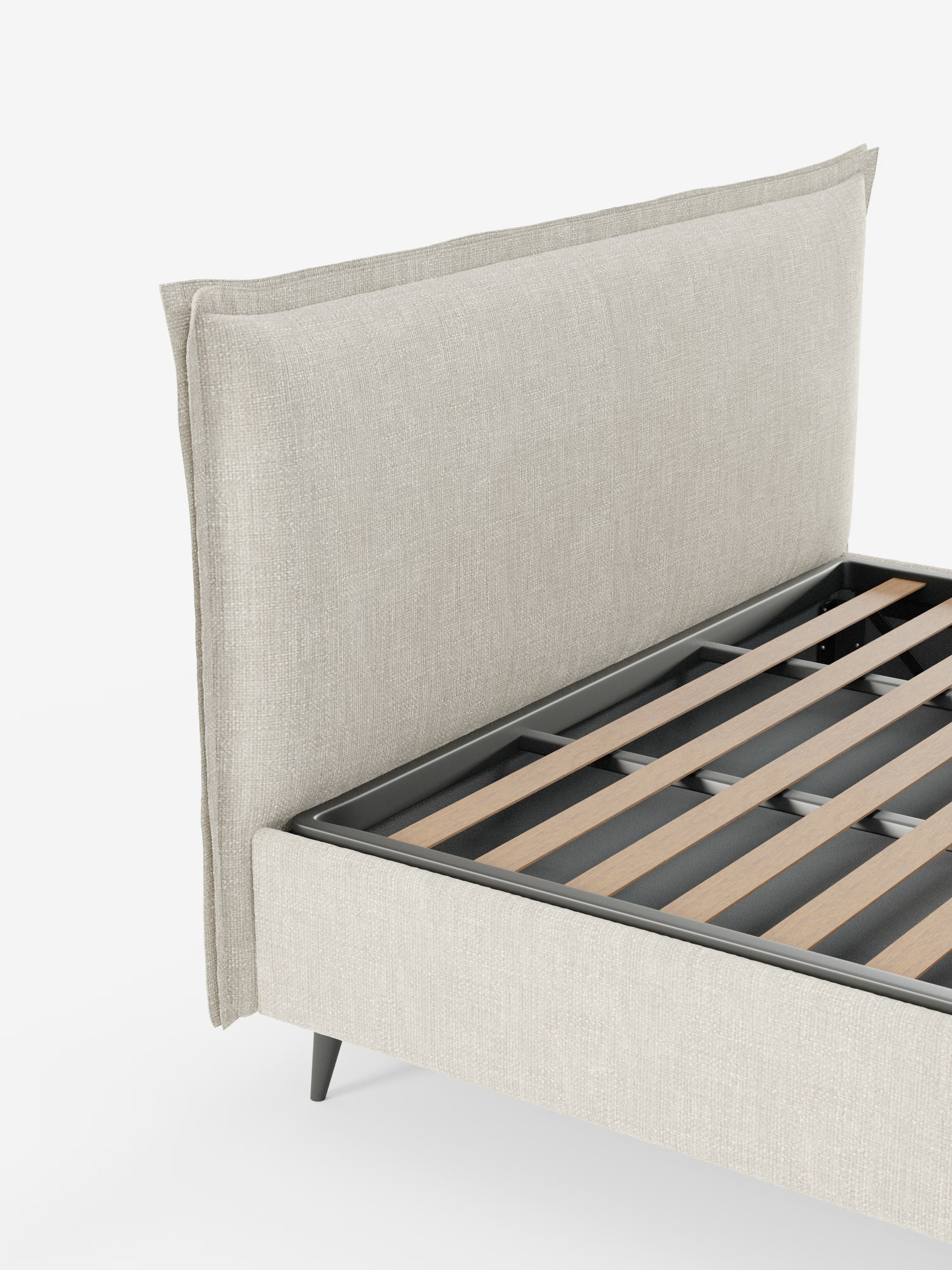 Hans Storage bed with minimal design in soft-touch flame fabric, waterproof