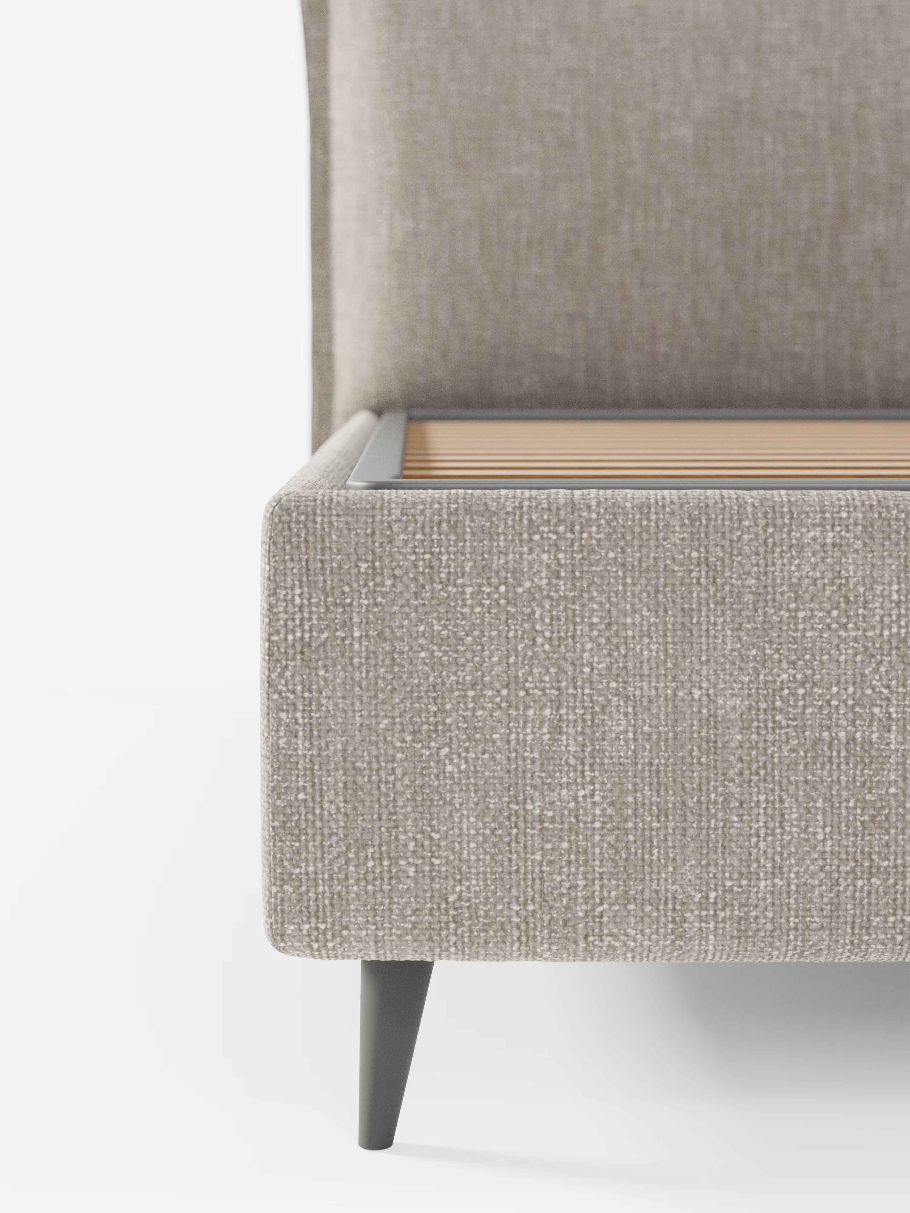 Hans Storage bed with minimal design in soft-touch flame fabric, waterproof
