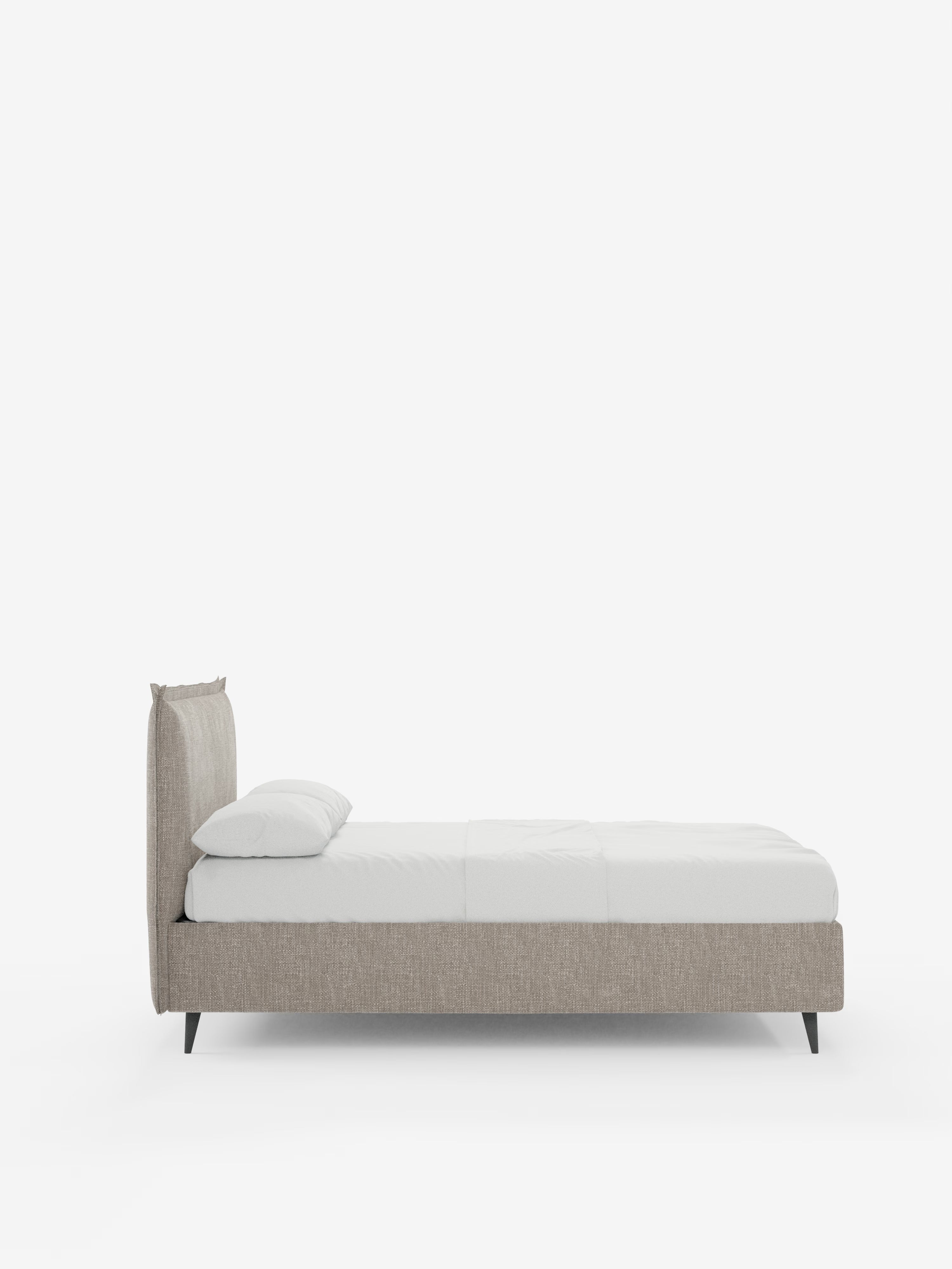 Hans Storage bed with minimal design in soft-touch flame fabric, waterproof