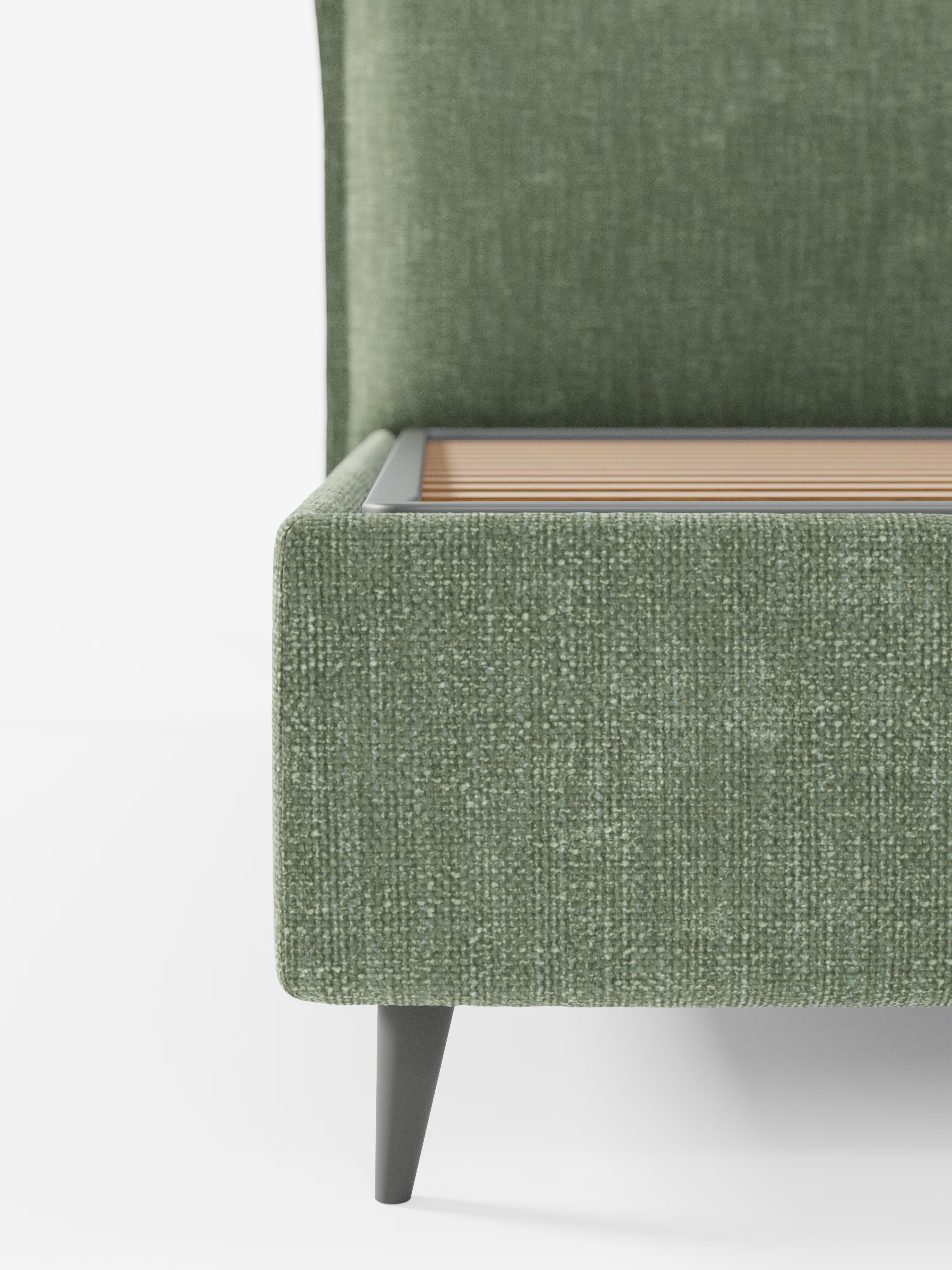 Hans Storage bed with minimal design in soft-touch flame fabric, waterproof