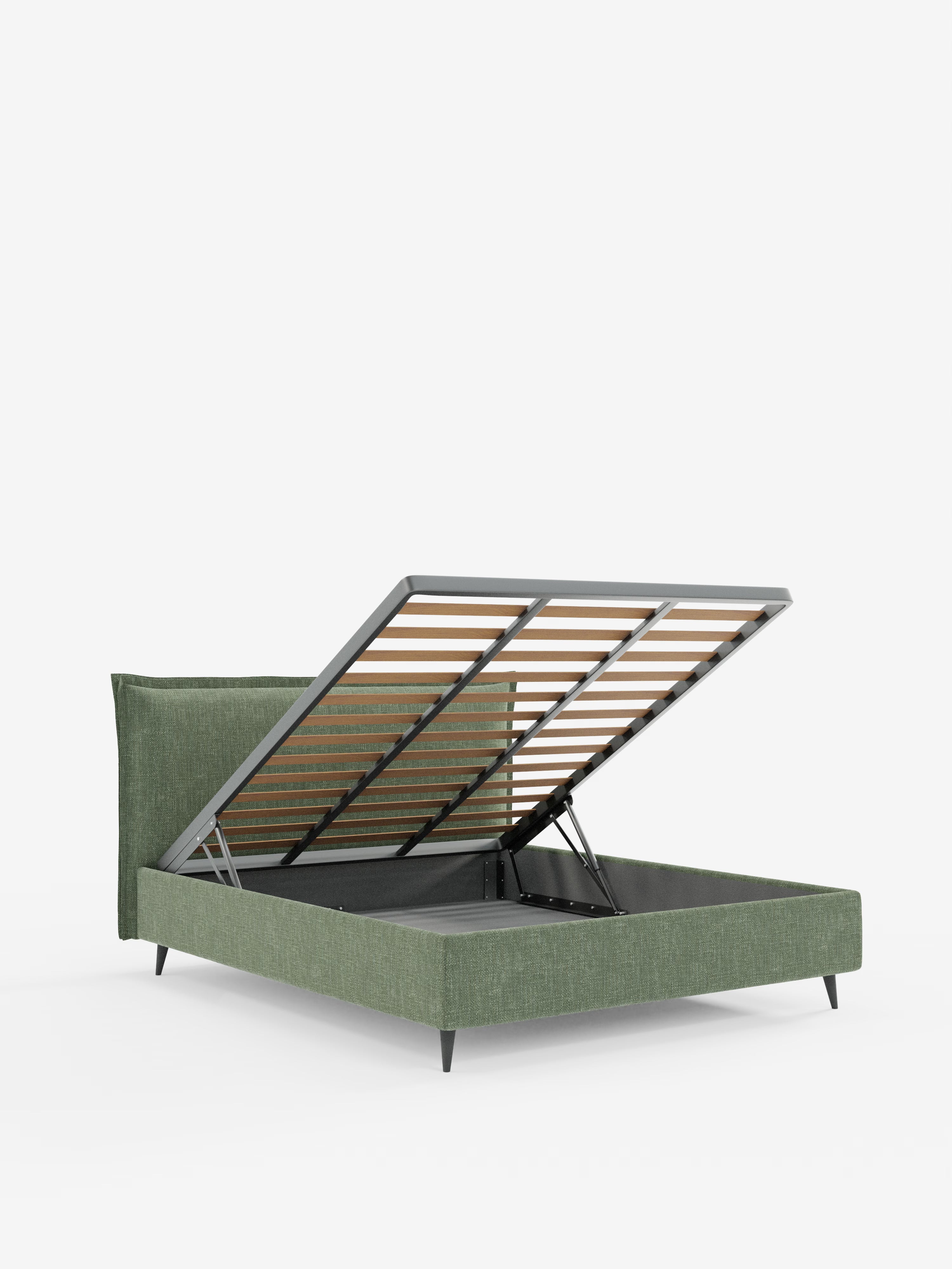 Hans Storage bed with minimal design in soft-touch flame fabric, waterproof