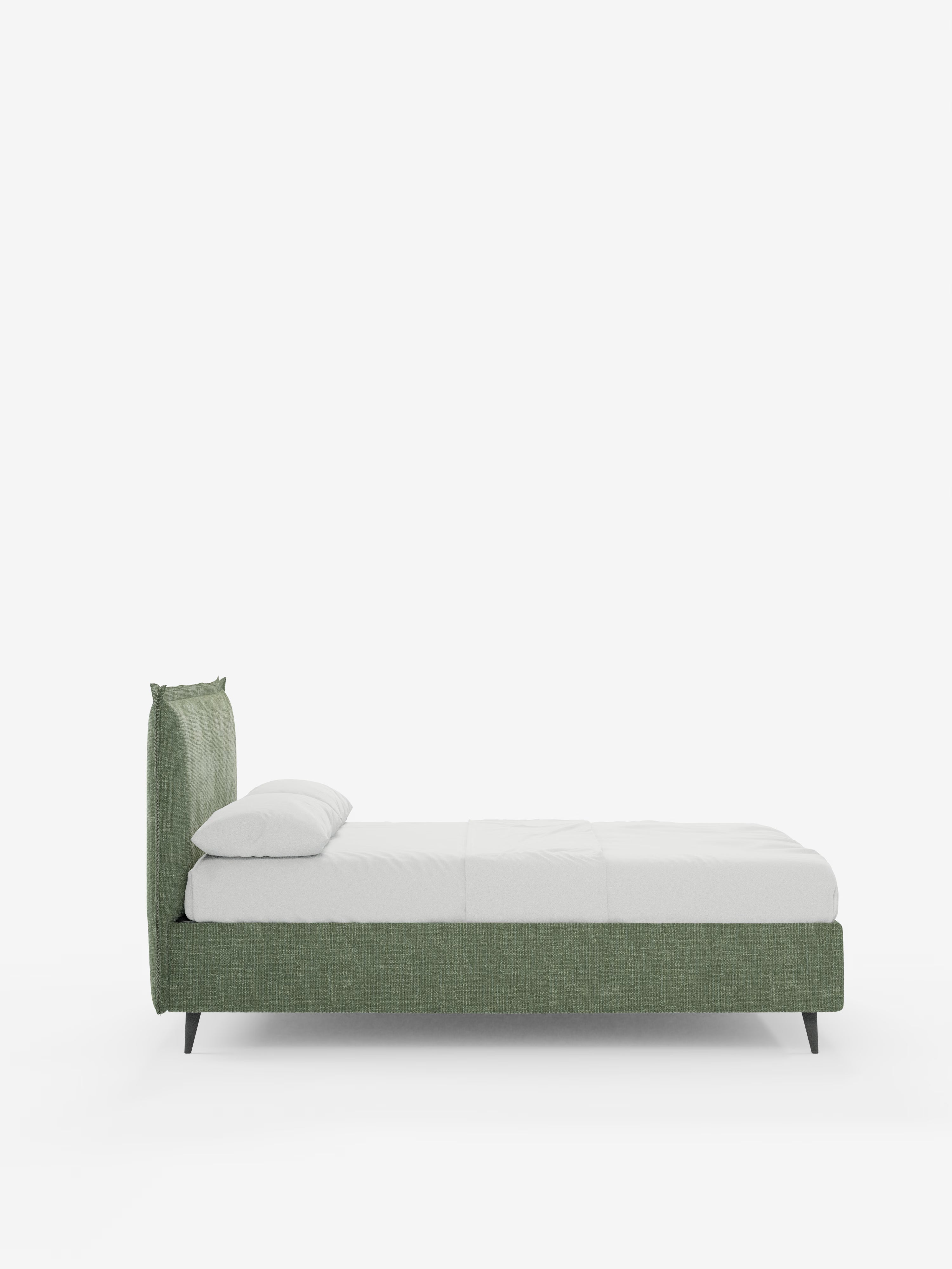 Hans Storage bed with minimal design in soft-touch flame fabric, waterproof