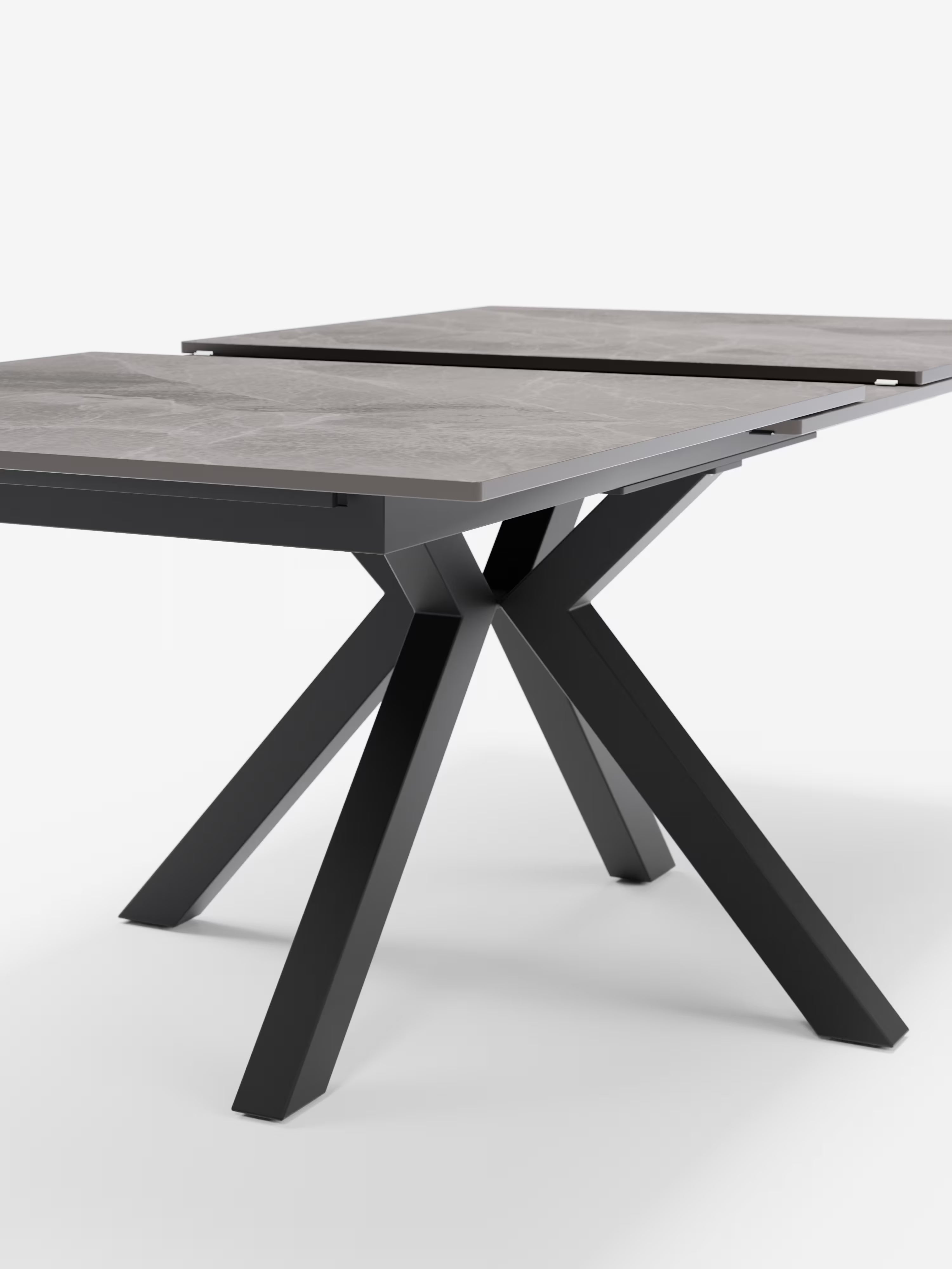 Hero Mesa extensible efecto mármol gris – base de metal antracita 180 (240) x 100 cm
