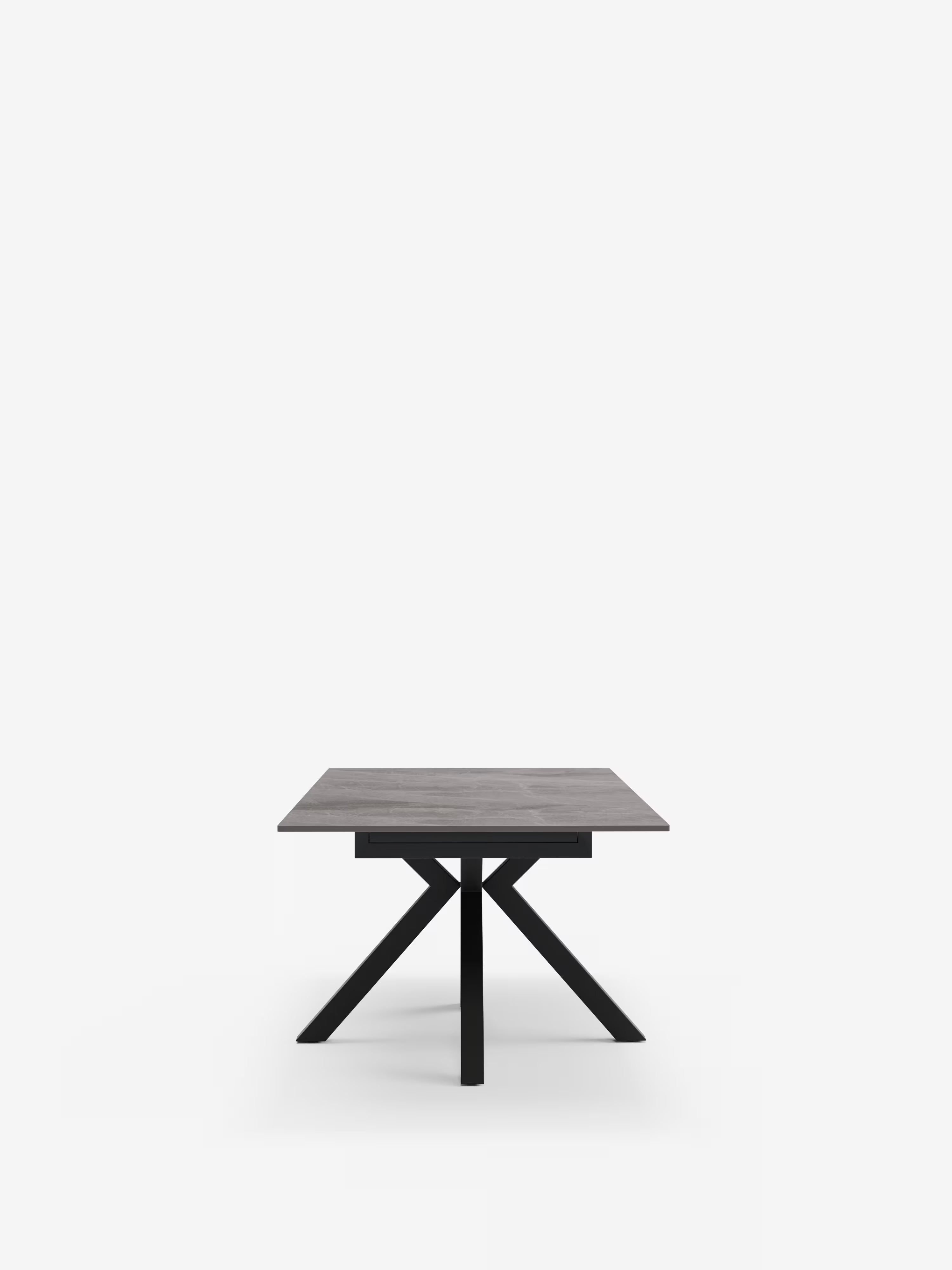 Hero Mesa extensible efecto mármol gris – base de metal antracita 180 (240) x 100 cm