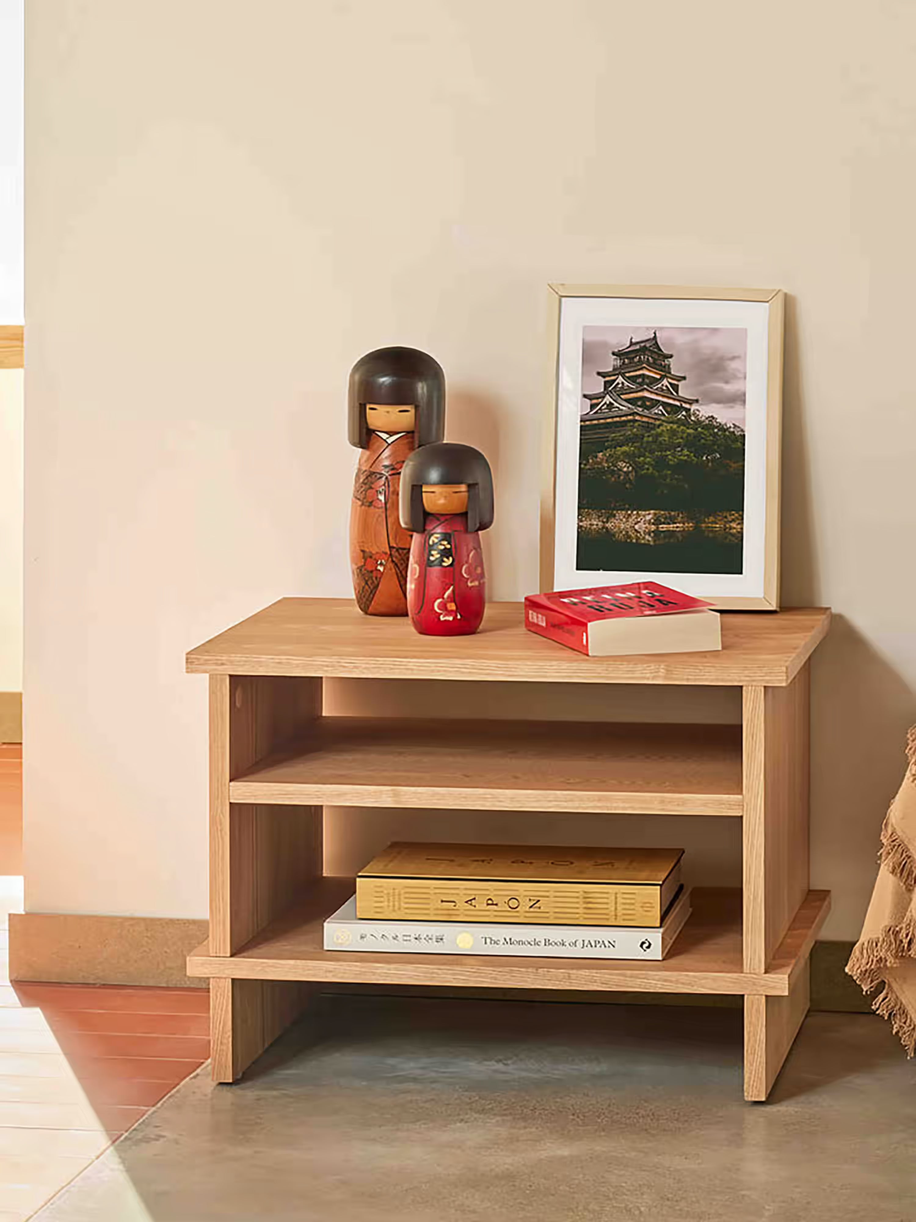 Inari bedside table in natural oak - minimal Japandi design 54 x 40 cm