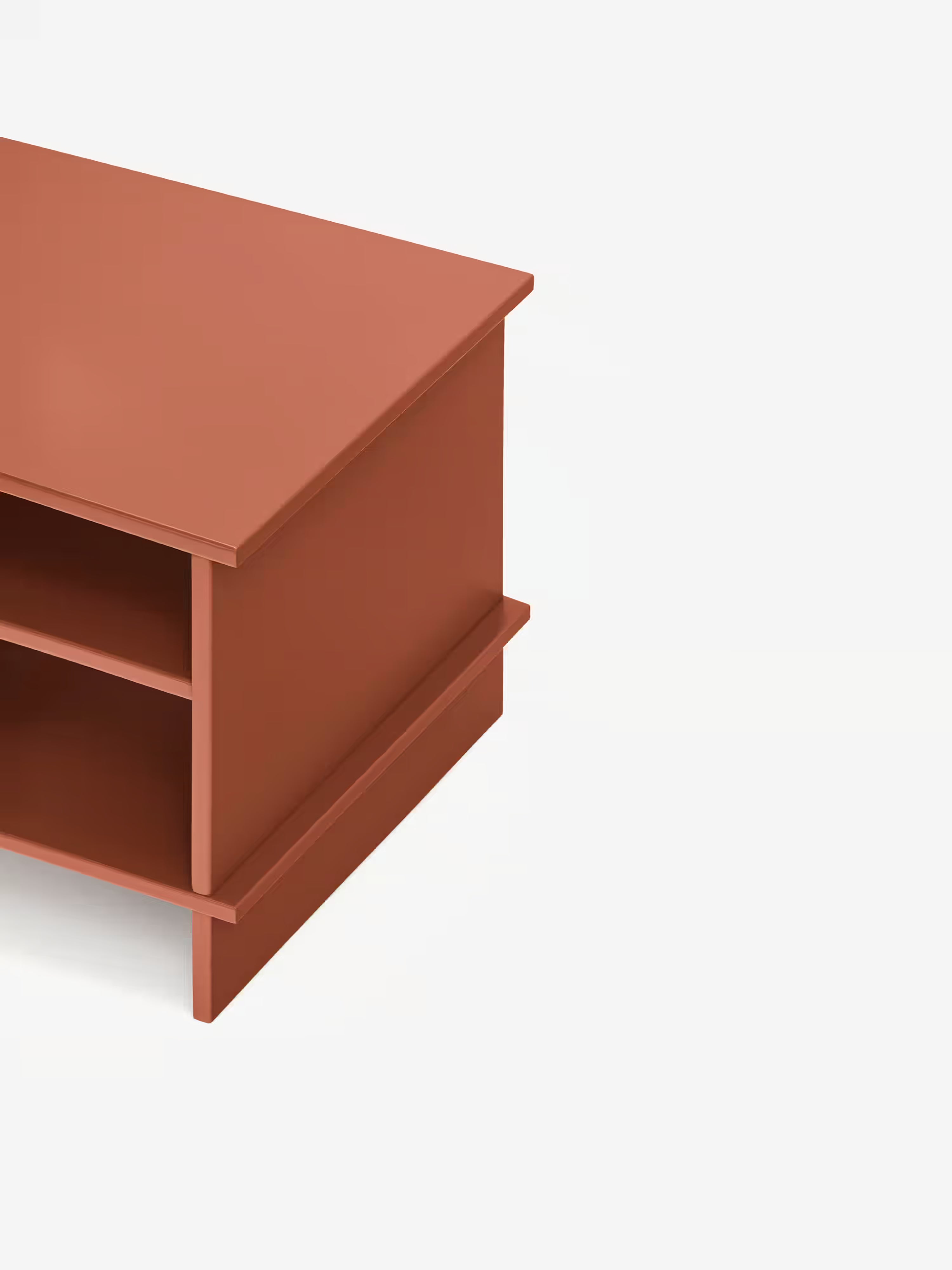 Inari comodino in mdf laccato terracotta - minimalismo giapponese 54 x 40 cm