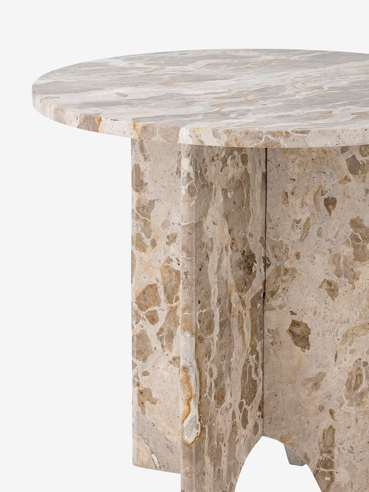 Jasmia Round side table Ø46 in natural brown marble