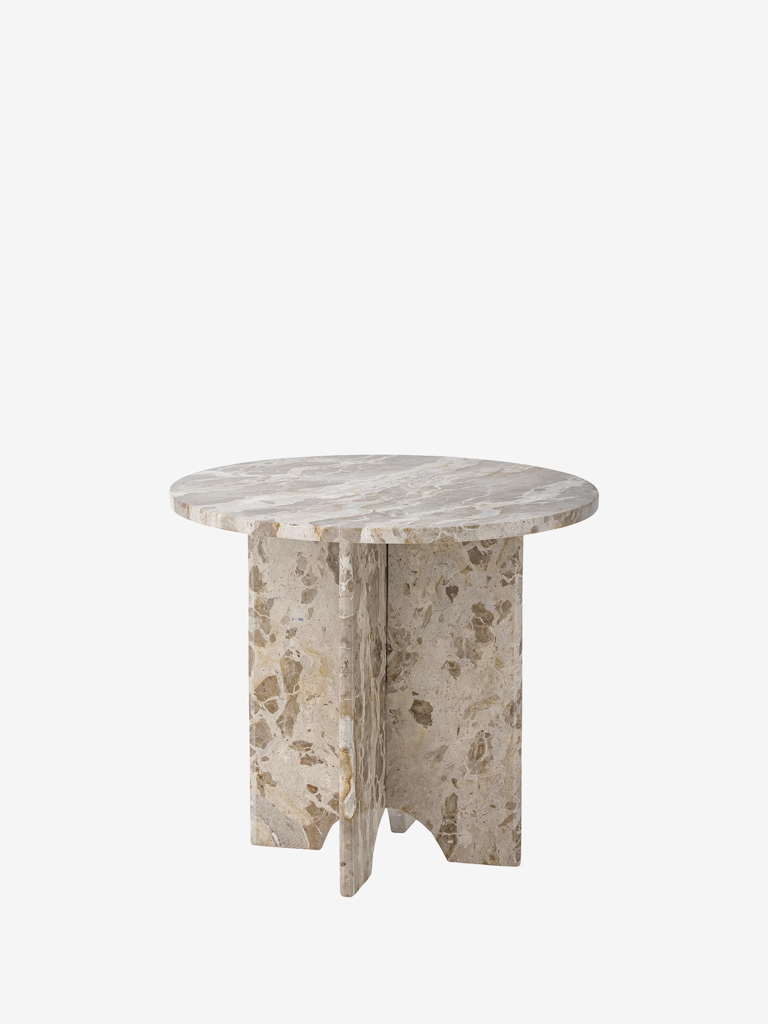 Jasmia Round side table Ø46 in natural brown marble