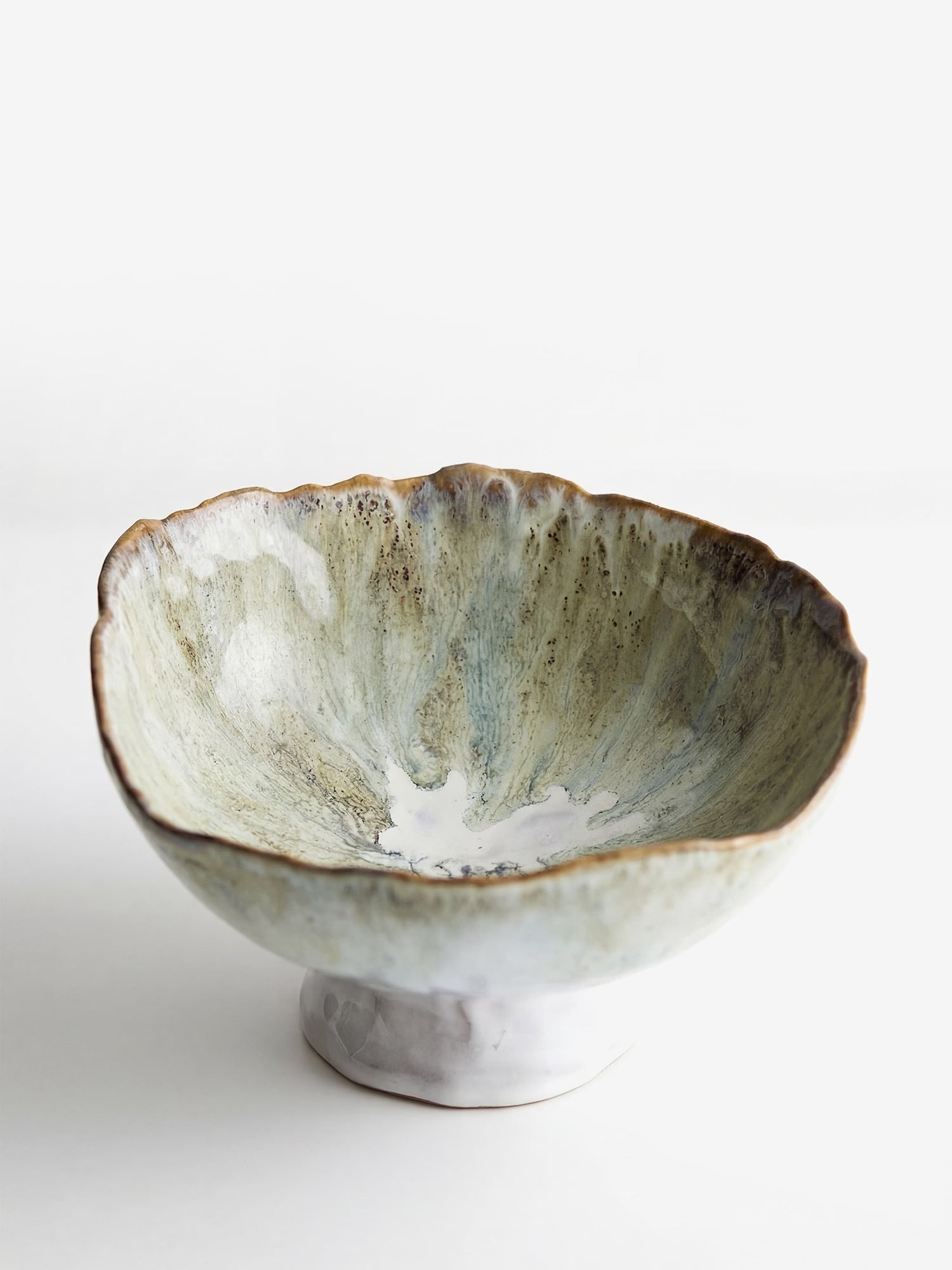 Joby bol sur pied en grès émaillé bleu et vert Ø24 cm