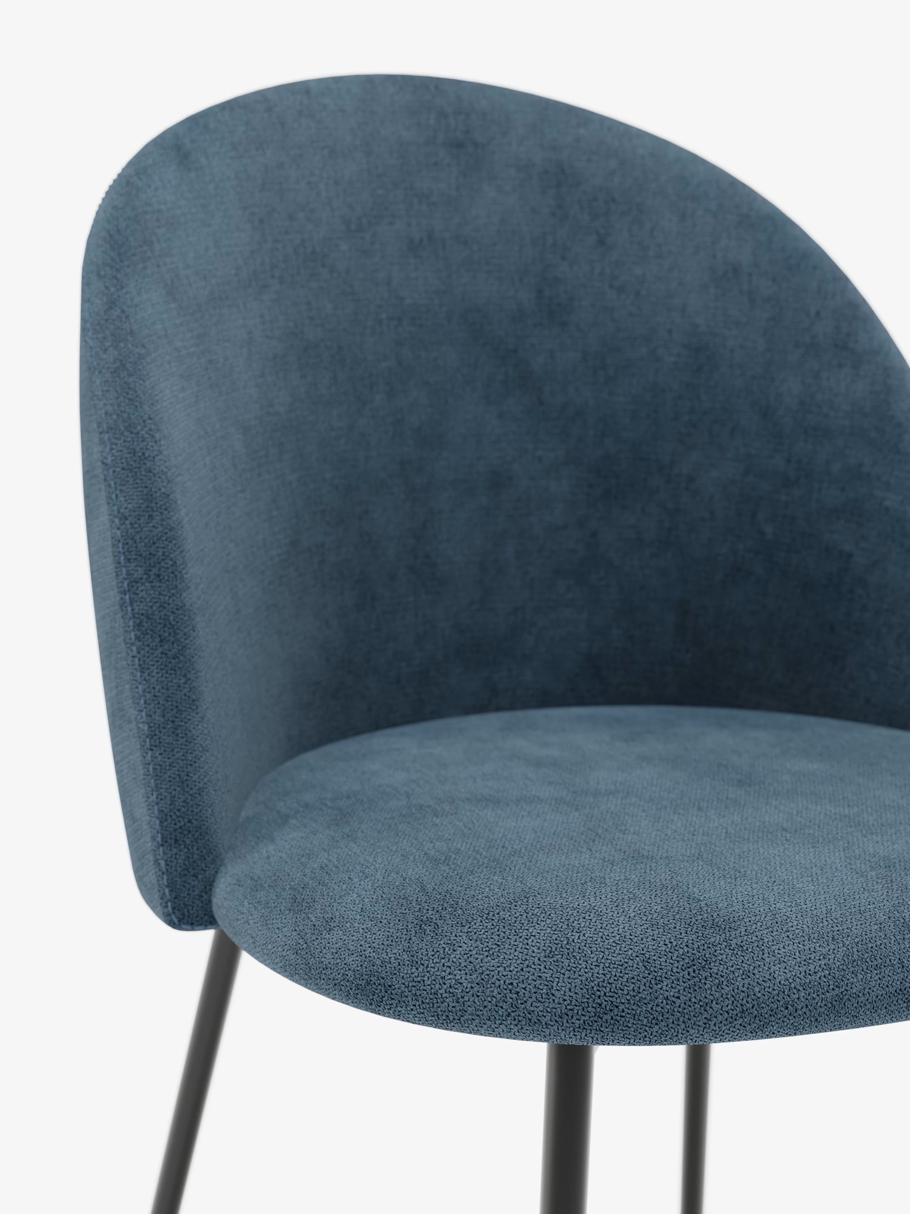 Karen chaise en velours côtelé bleu avec pieds en métal peint noir