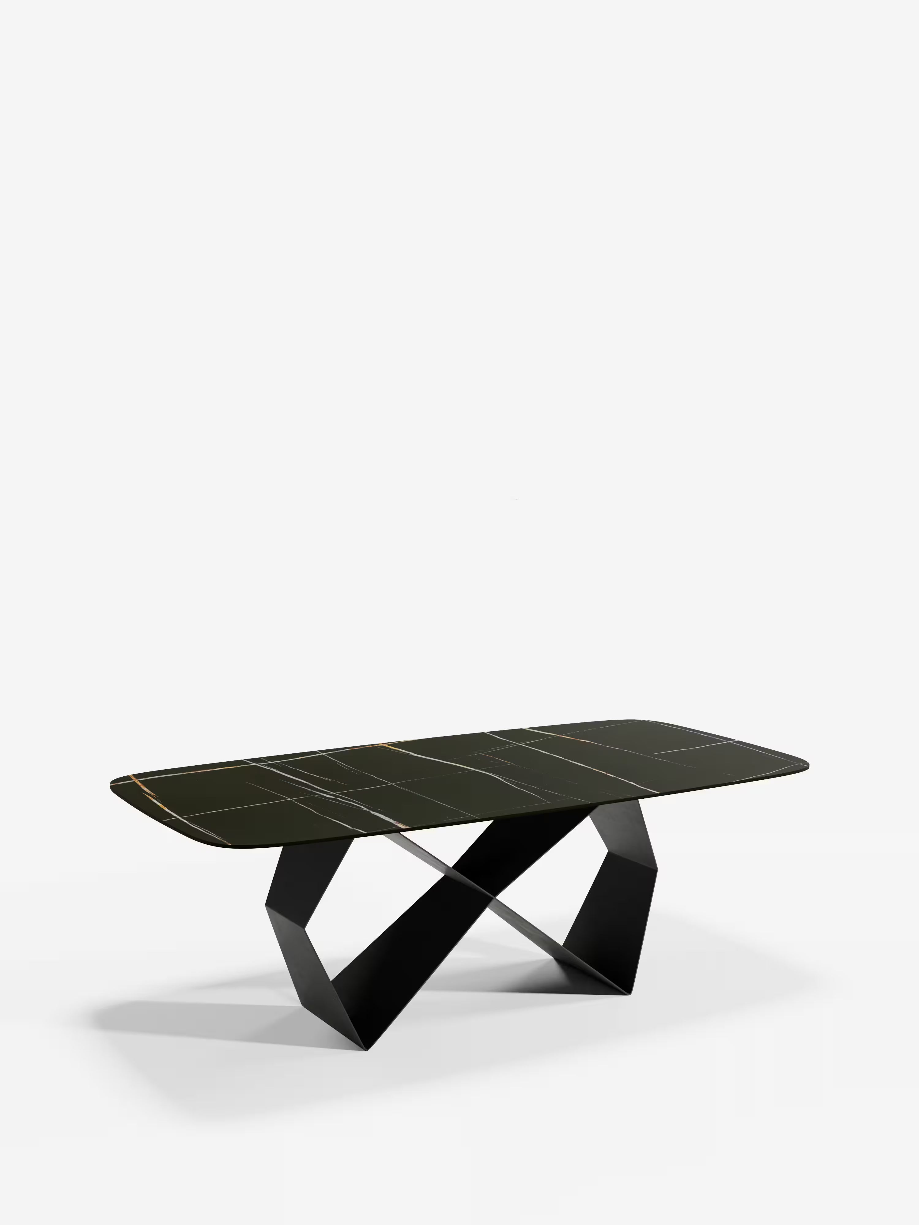 Karl mesa de comedor rectangular 210x110 cm con sobre de cerámica efecto mármol