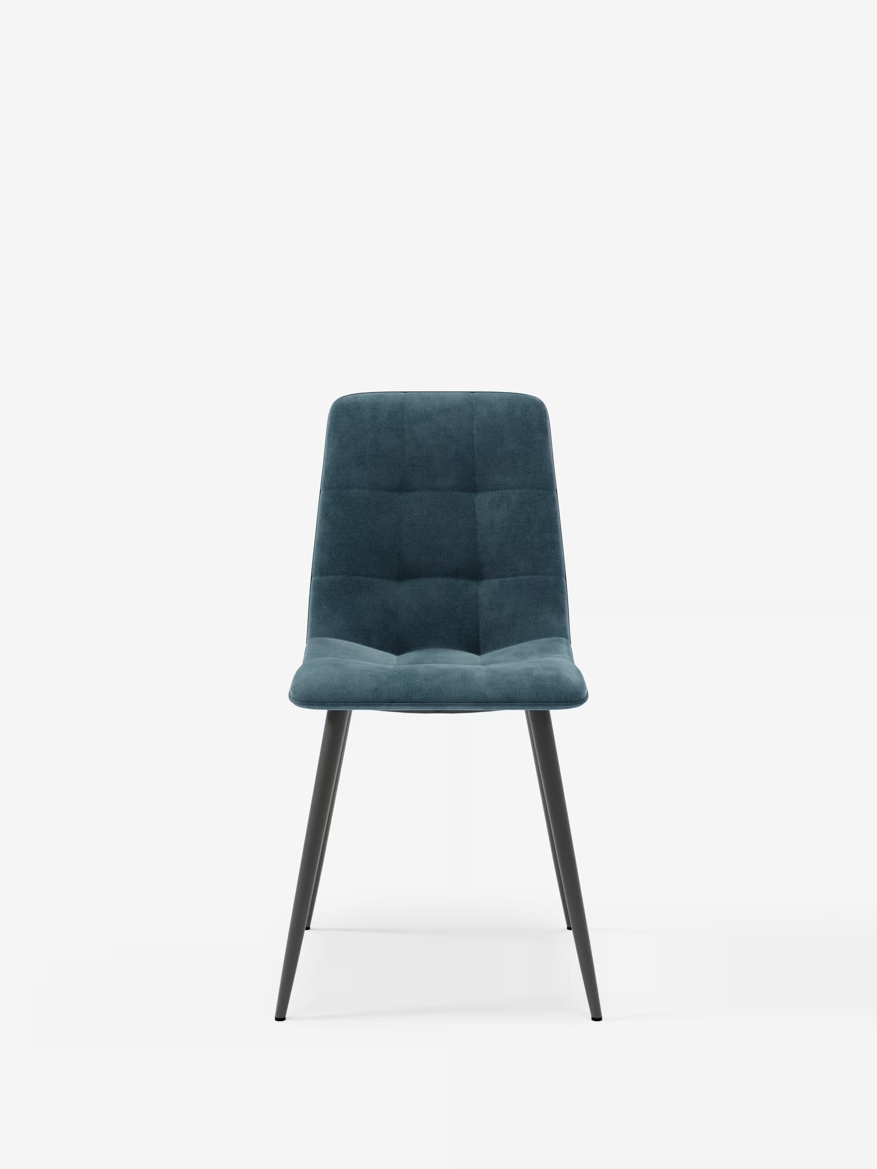 Katerine sedia in ciniglia blu con gambe in metallo verniciato nero