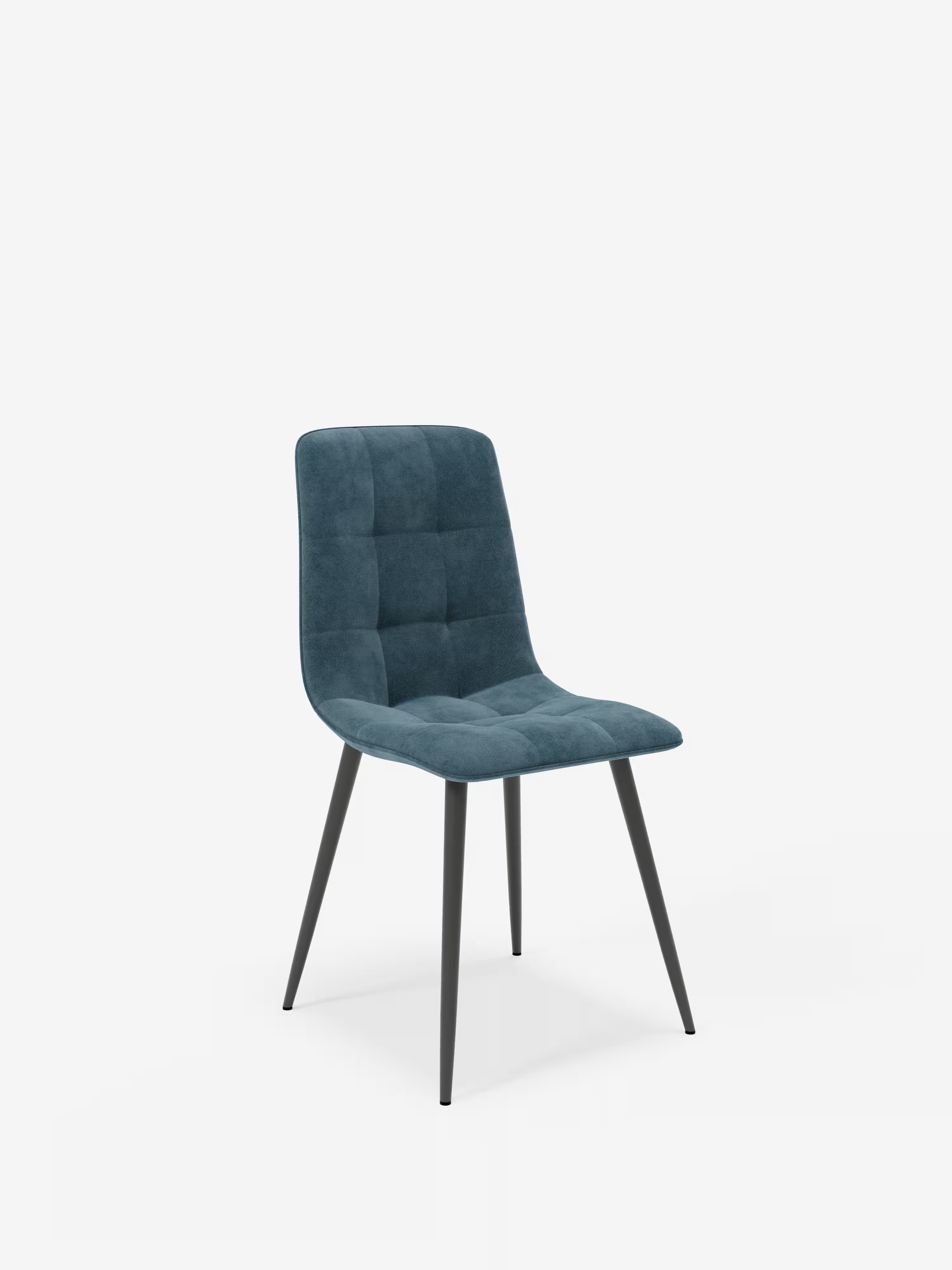 Chaise Katerine en velours côtelé bleu avec pieds en métal laqué noir