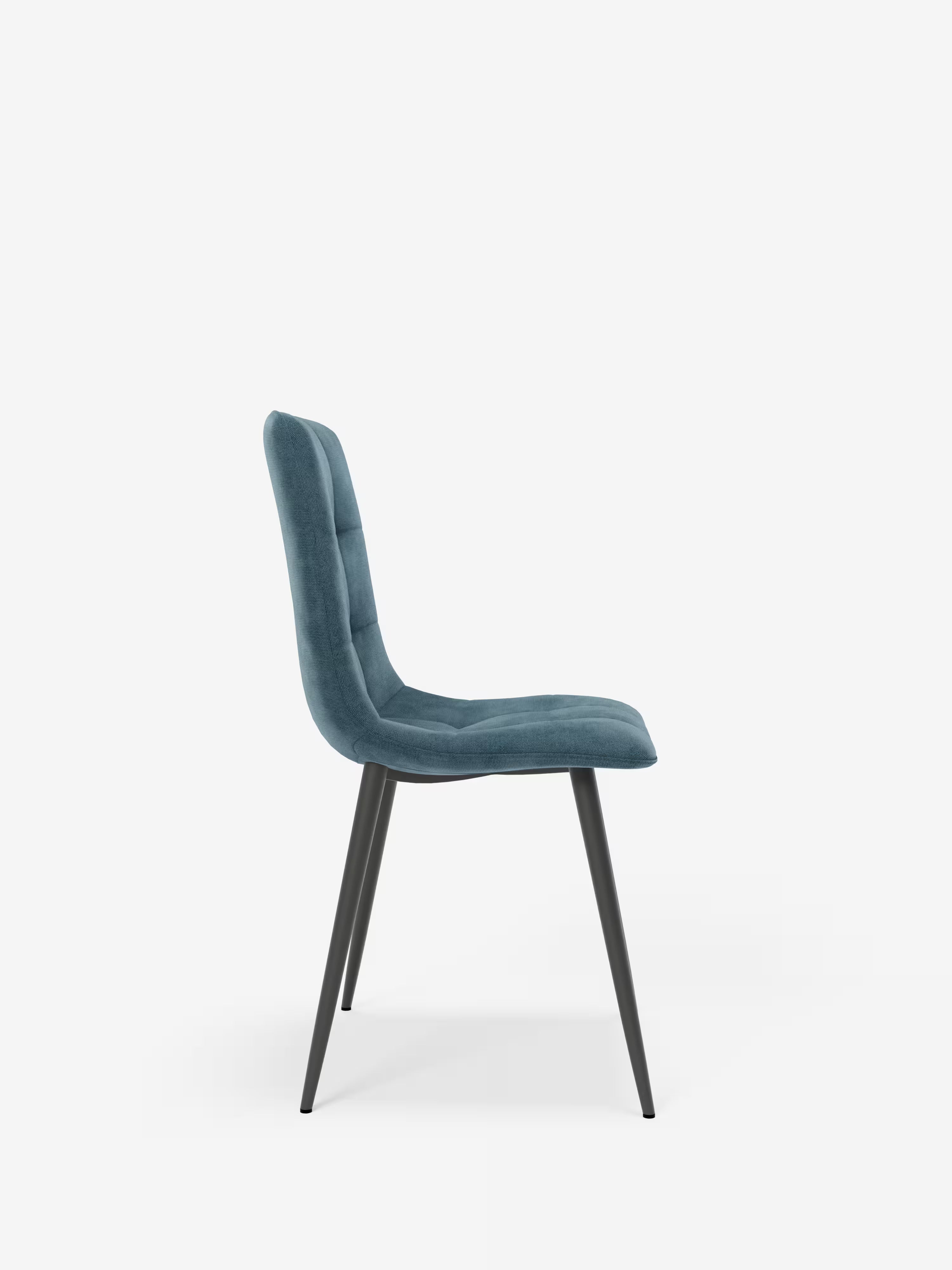 Katerine sedia in ciniglia blu con gambe in metallo verniciato nero