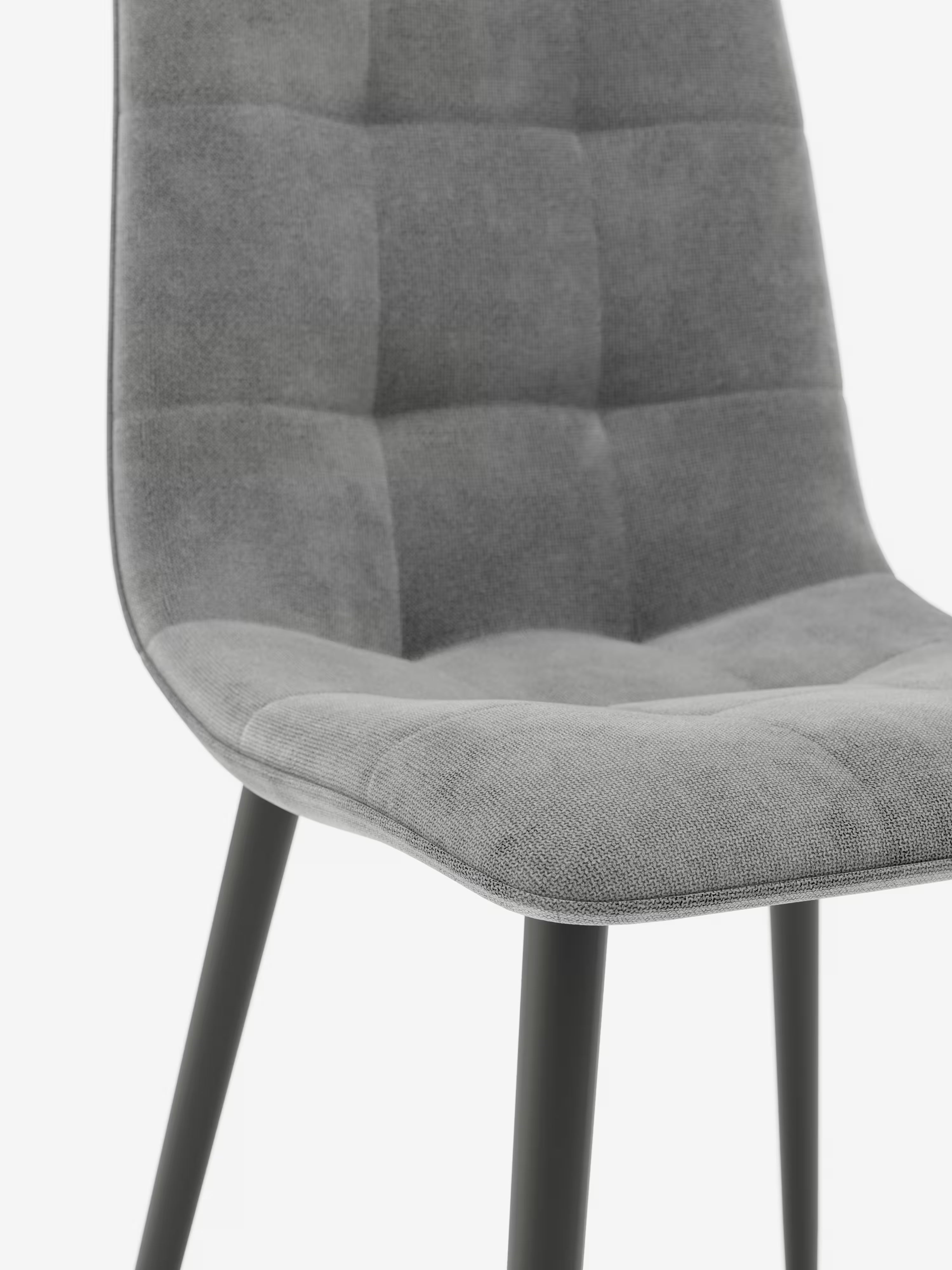 Chaise Katerine en tissu velours côtelé gris clair avec pieds en métal noir