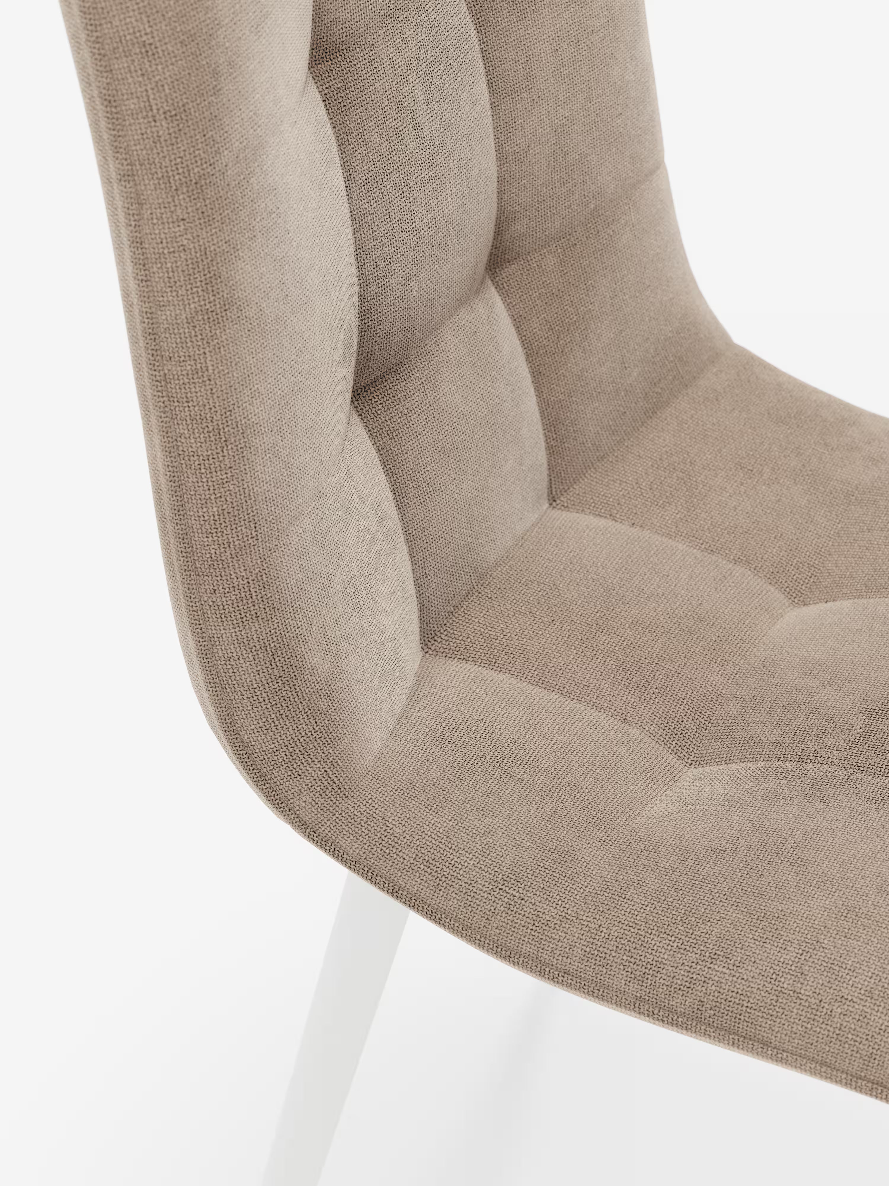 Chaise Katerine en velours côtelé taupe avec pieds en métal laqué blanc