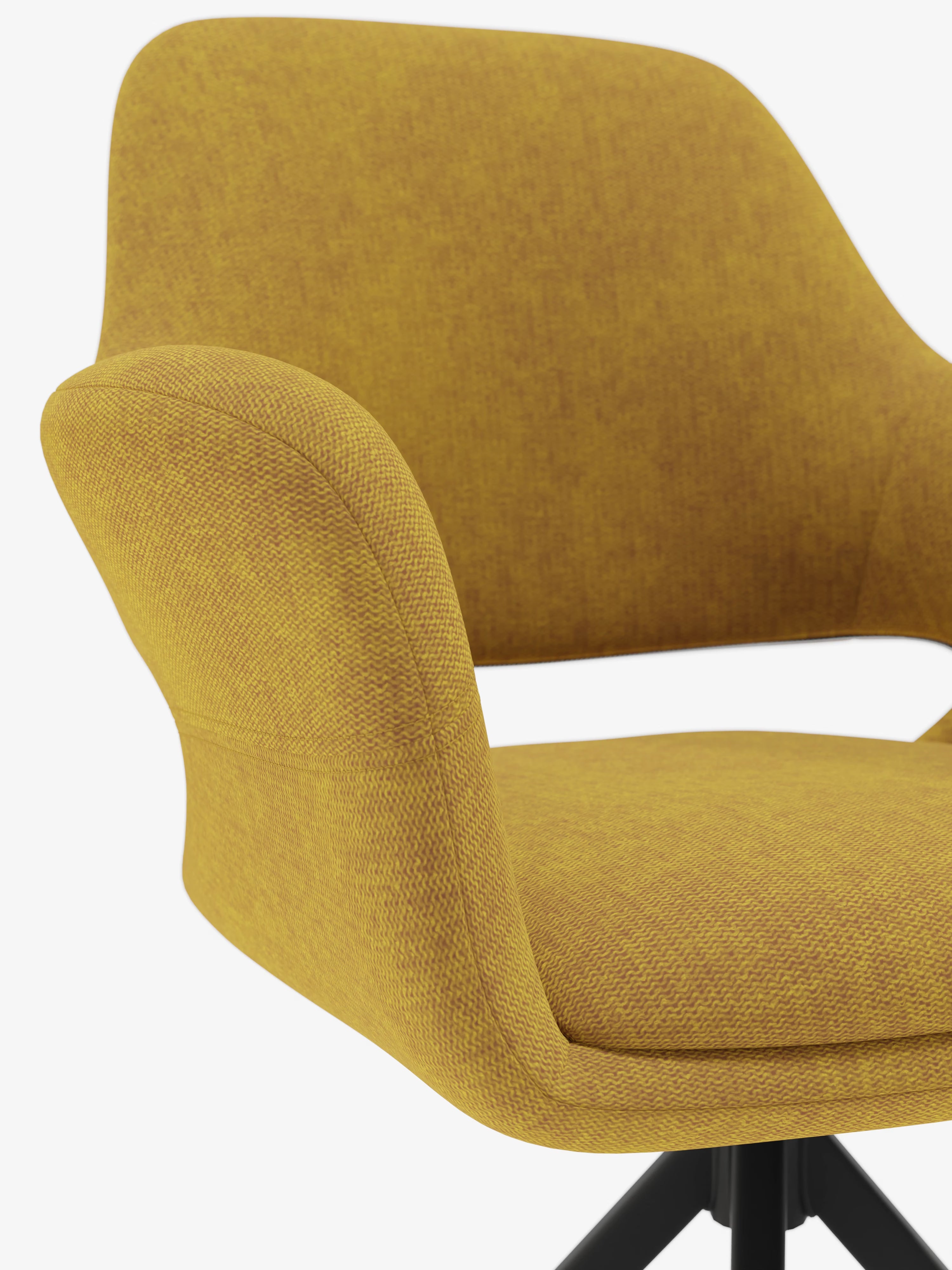 Chaise pivotante Kerry en tissu jaune avec base en métal – style rétro et confort contemporain