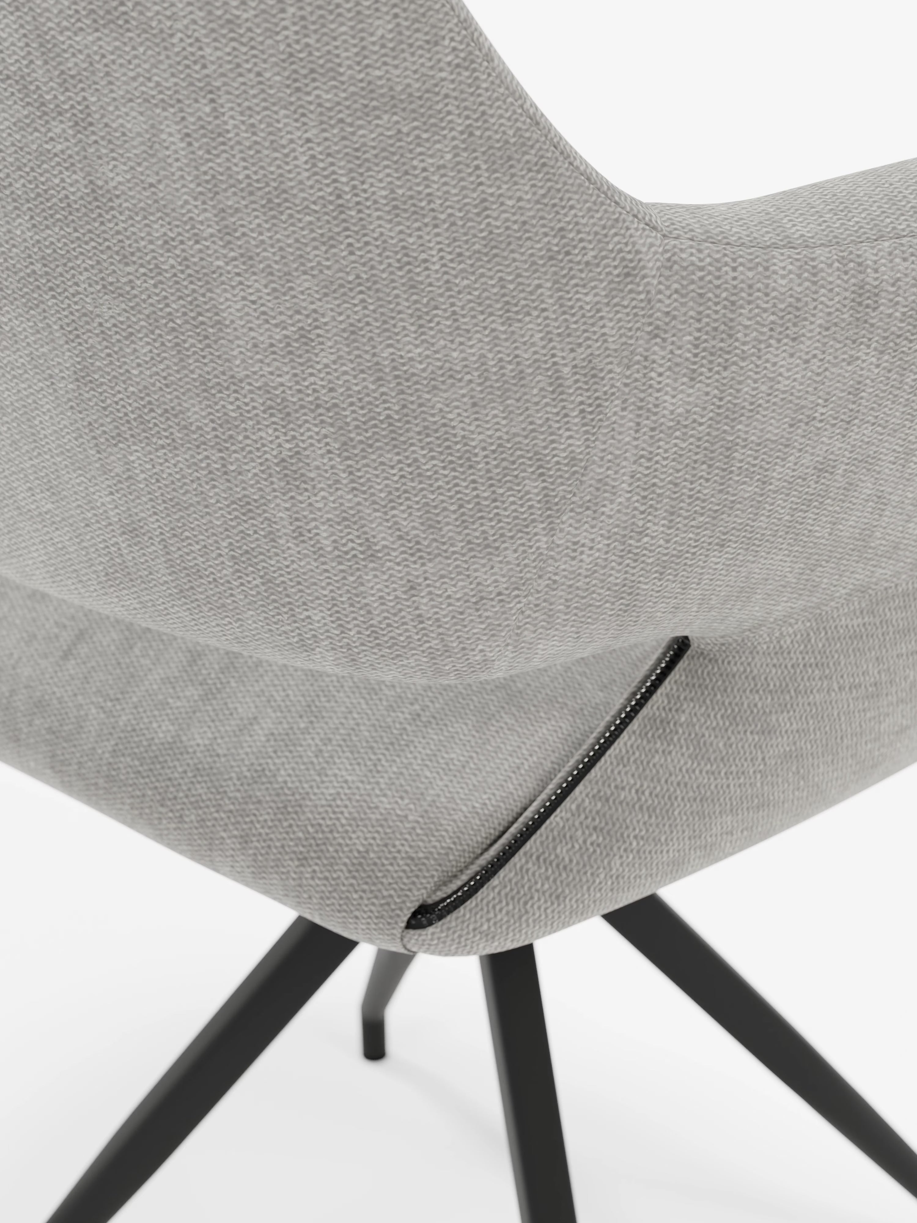 Chaise pivotante Kerry en tissu gris clair avec base en métal – style rétro et confort contemporain