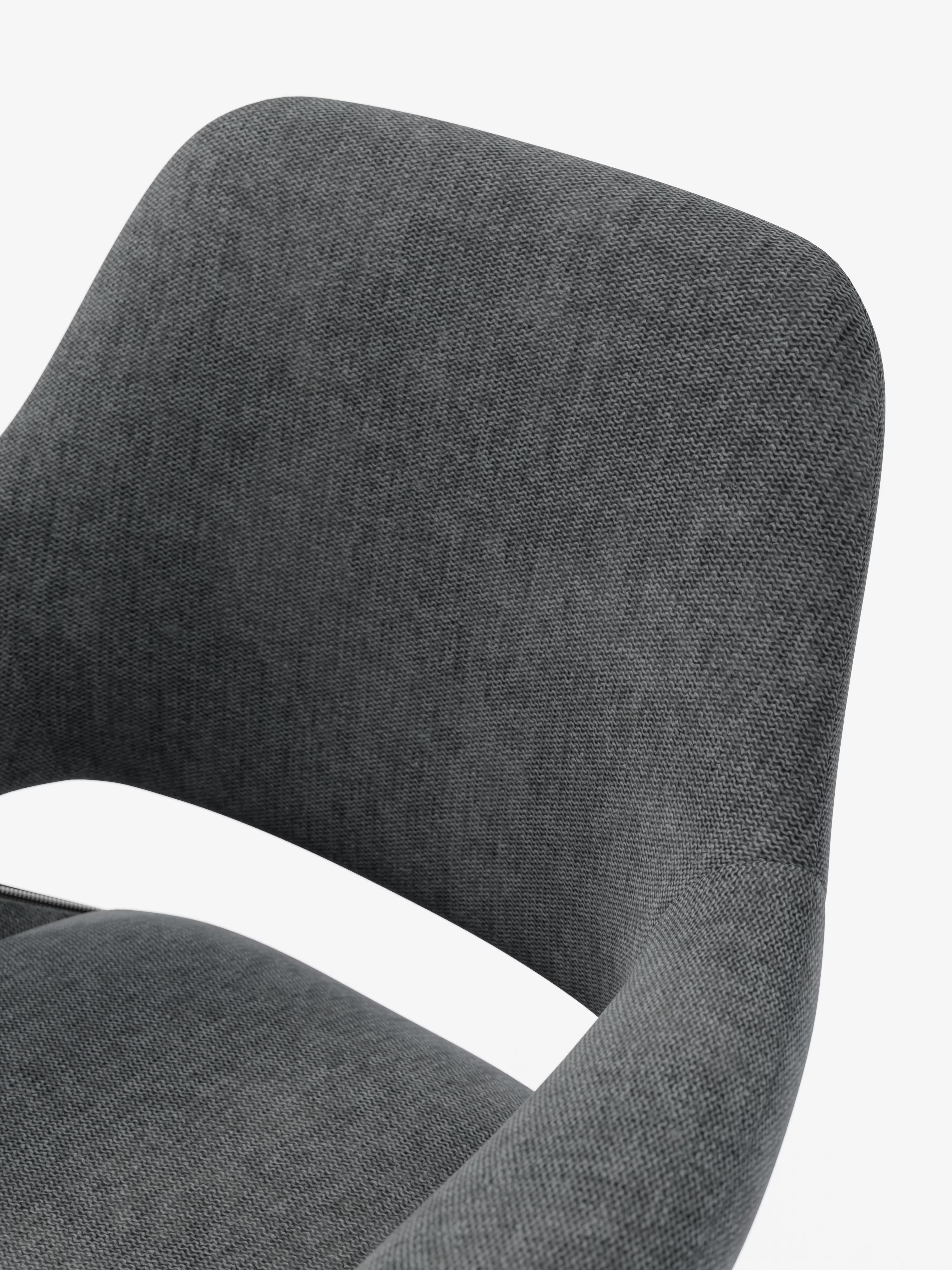 Kerry Sedia girevole in tessuto grigio fumo con base in metallo – stile rétro e comfort contemporaneo
