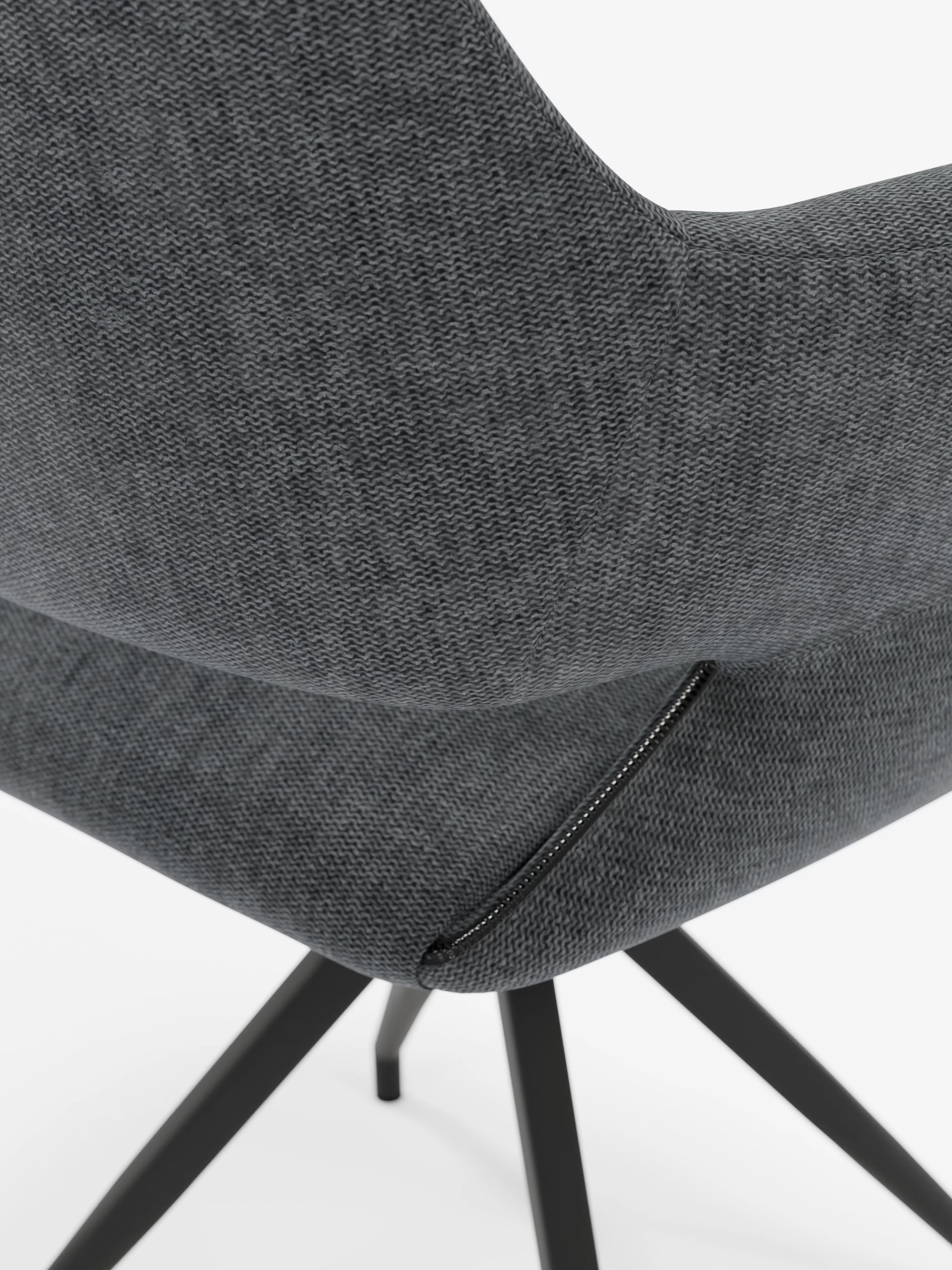 Kerry Sedia girevole in tessuto grigio fumo con base in metallo – stile rétro e comfort contemporaneo