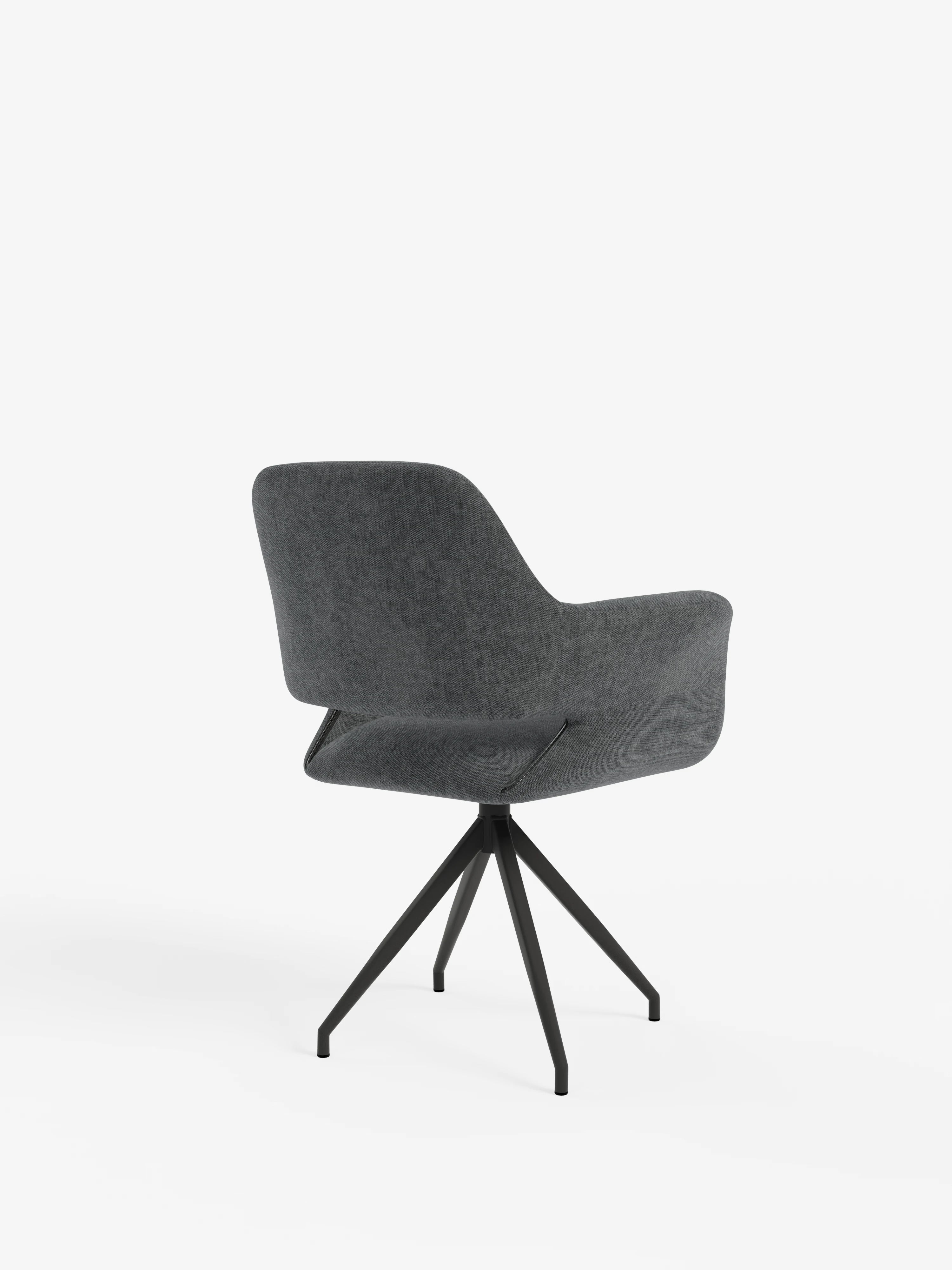 Kerry Sedia girevole in tessuto grigio fumo con base in metallo – stile rétro e comfort contemporaneo