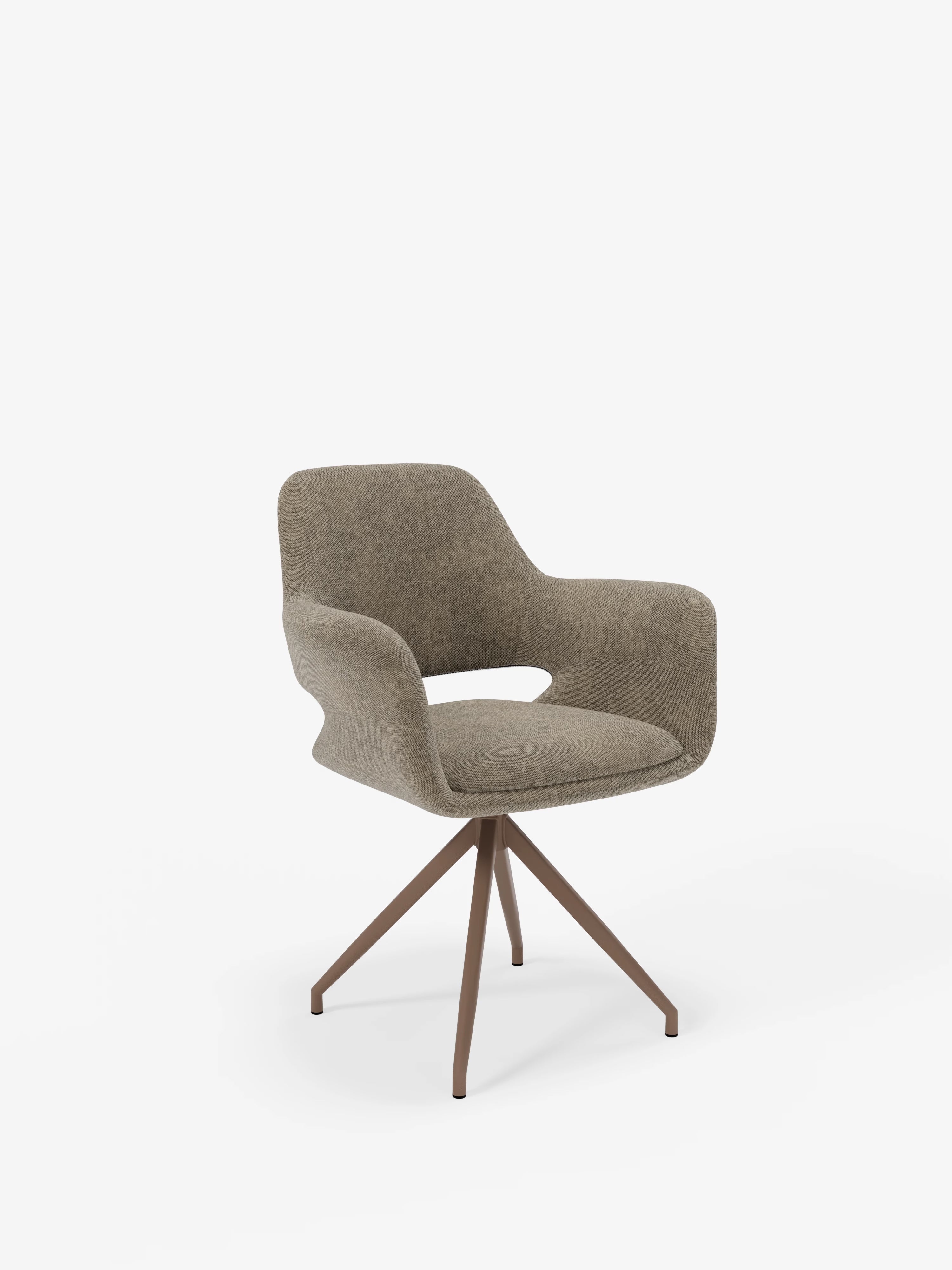 Chaise pivotante Kerry en tissu marron avec base en métal – style rétro et confort contemporain