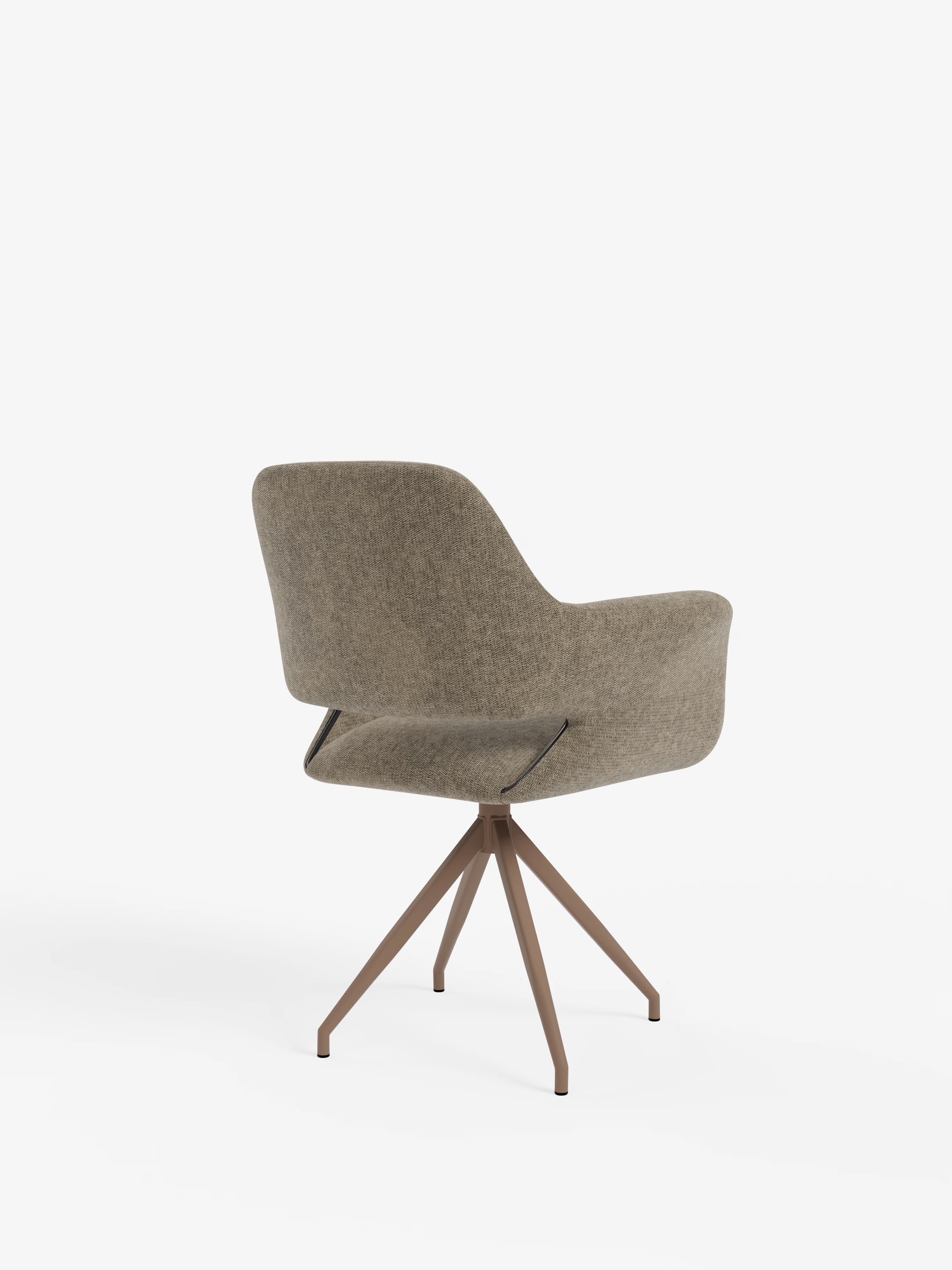 Kerry Sedia girevole in tessuto marrone con base in metallo – stile rétro e comfort contemporaneo