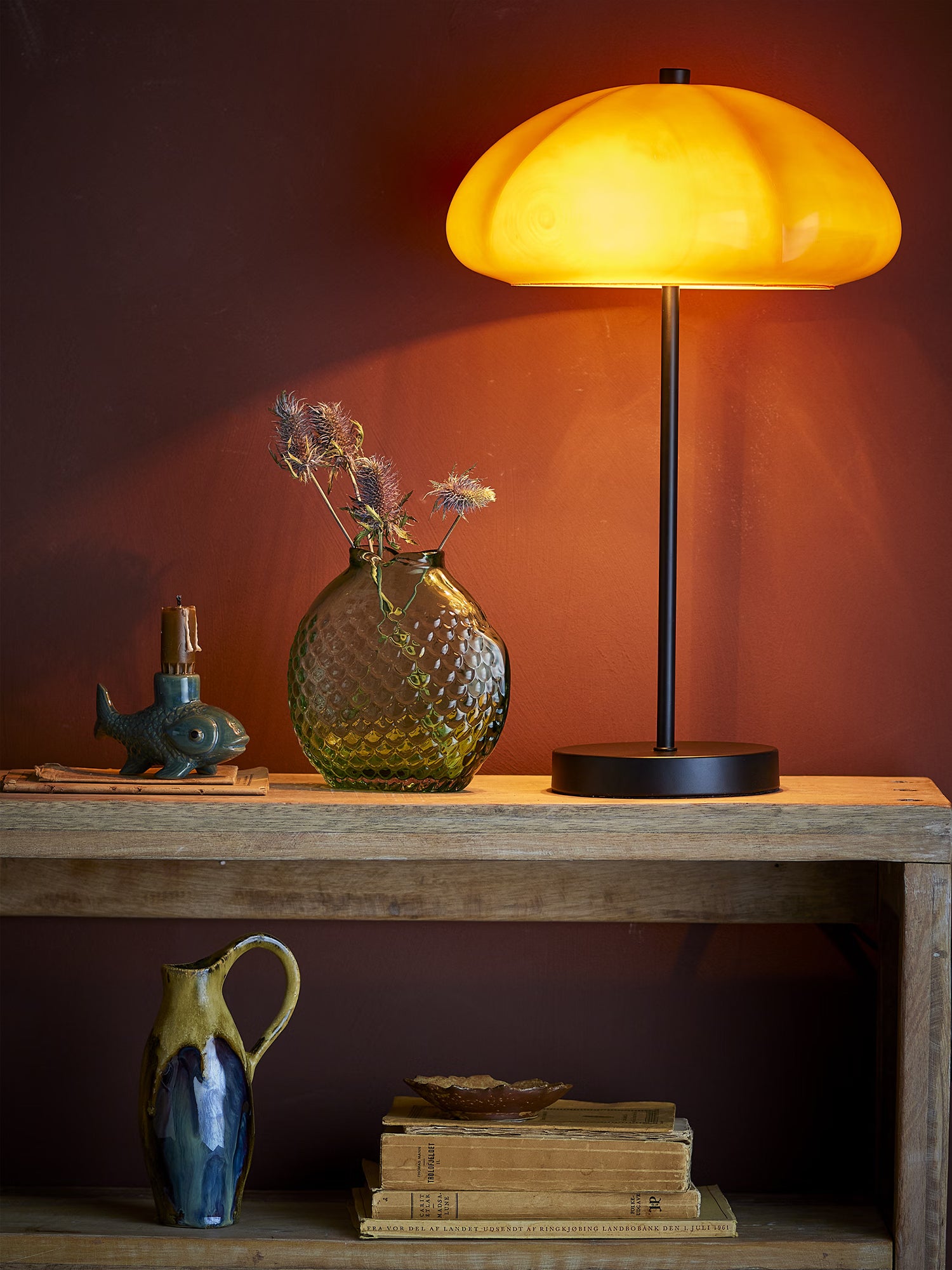 Kinoko Lampada da Tavolo in Vetro gialla – Stile Mediterraneo