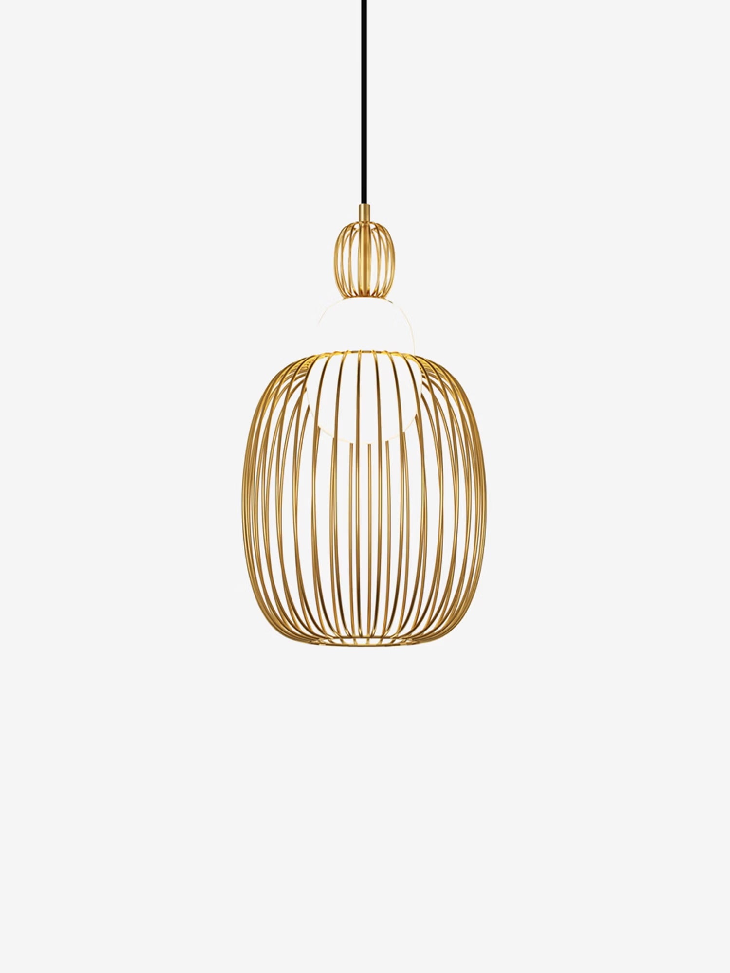 Levitation Ø26 cm Suspension design en laiton avec abat-jour à fils et diffuseur en verre