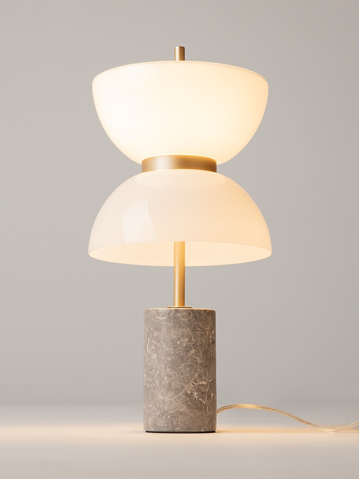 Kyoto Lampada da tavolo a led - design moderno e stile giapponese in vetro bianco e marmo naturale