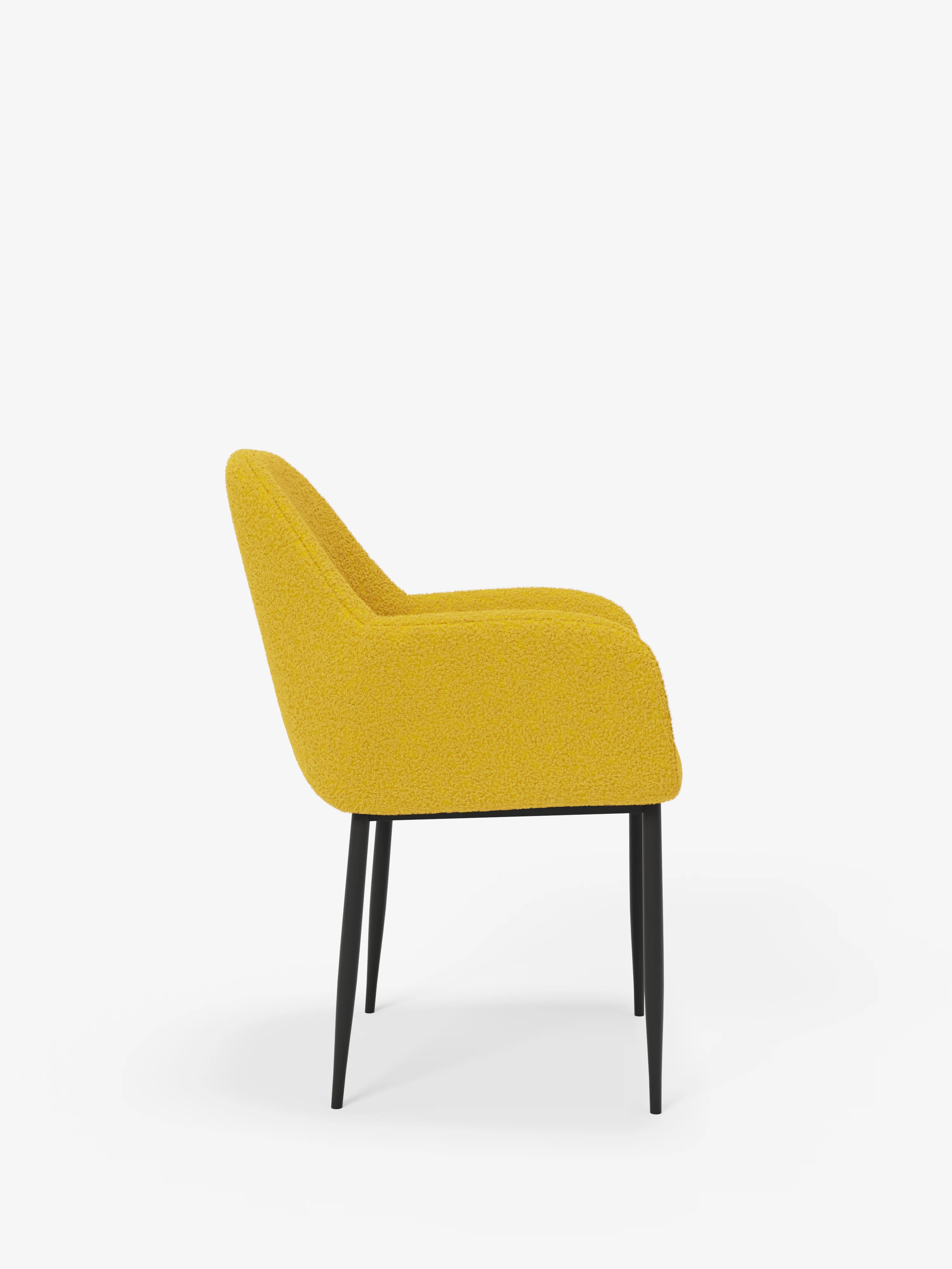 Lady Sedia in tessuto bouclé con braccioli gialla – eleganza contemporanea e comfort avvolgente