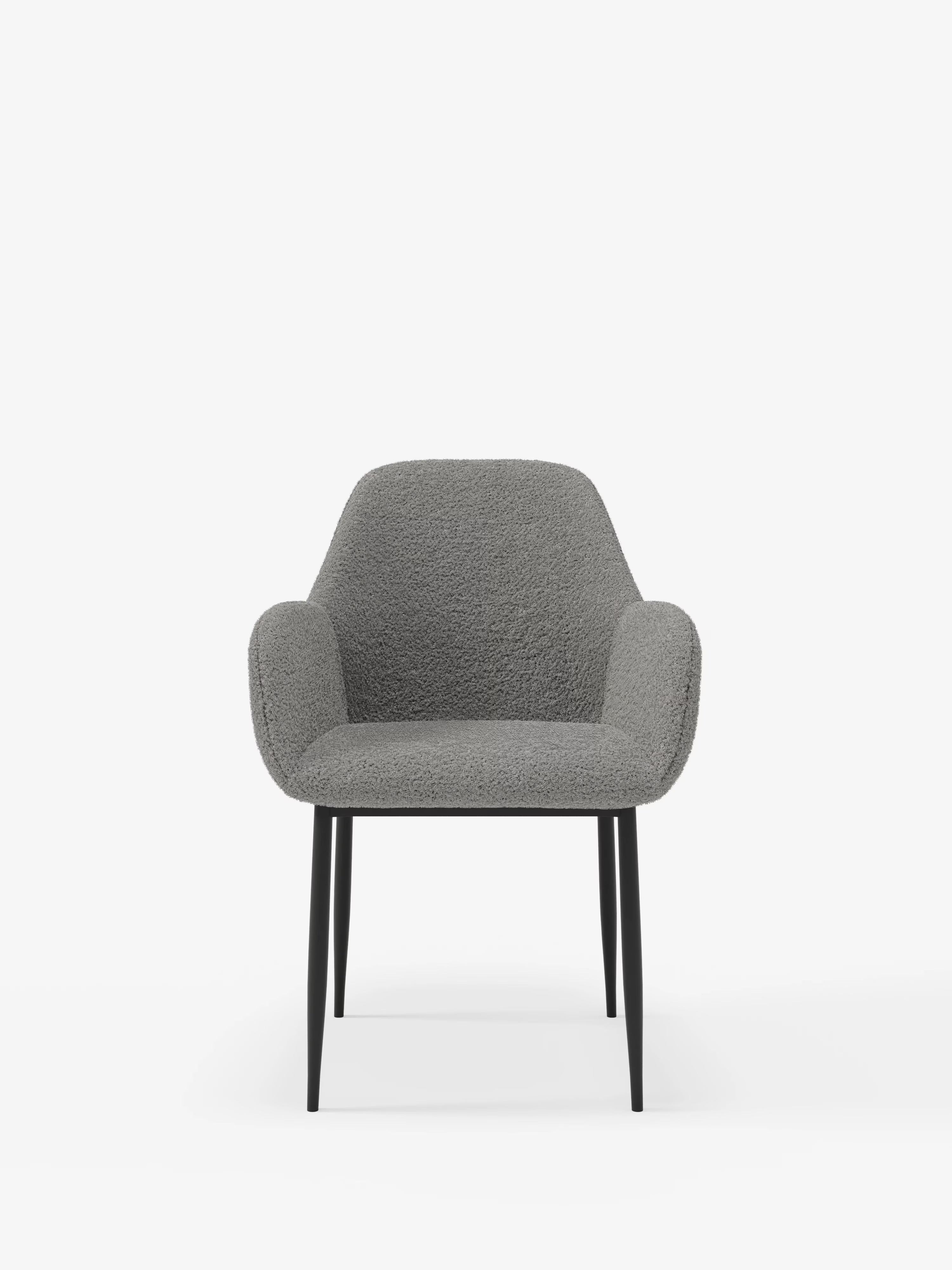 Chaise Lady en bouclé avec accoudoirs gris clair – élégance contemporaine et confort enveloppant