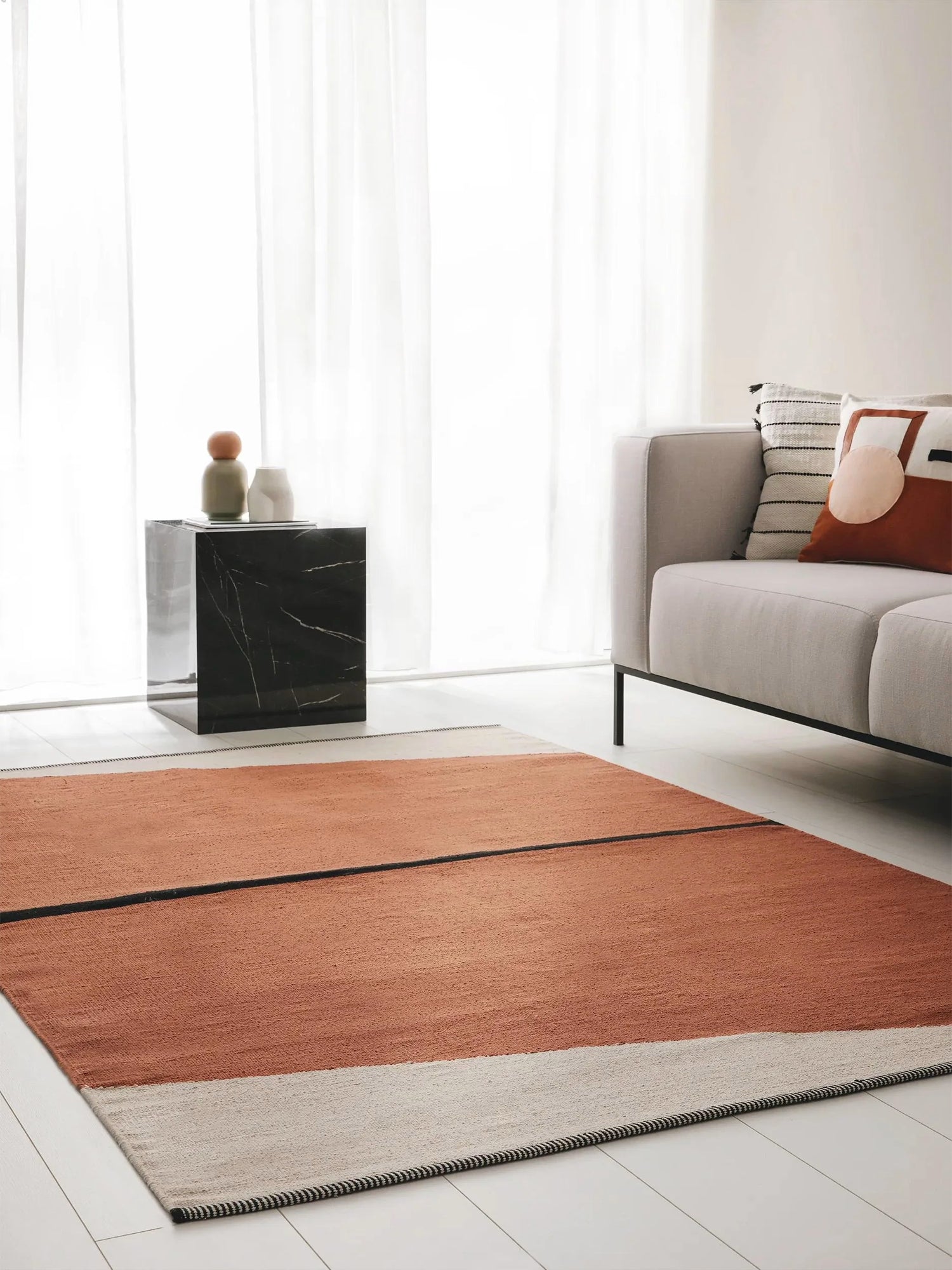 Lenny Tappeto in Cotone tessuto a mano con Design geometrico