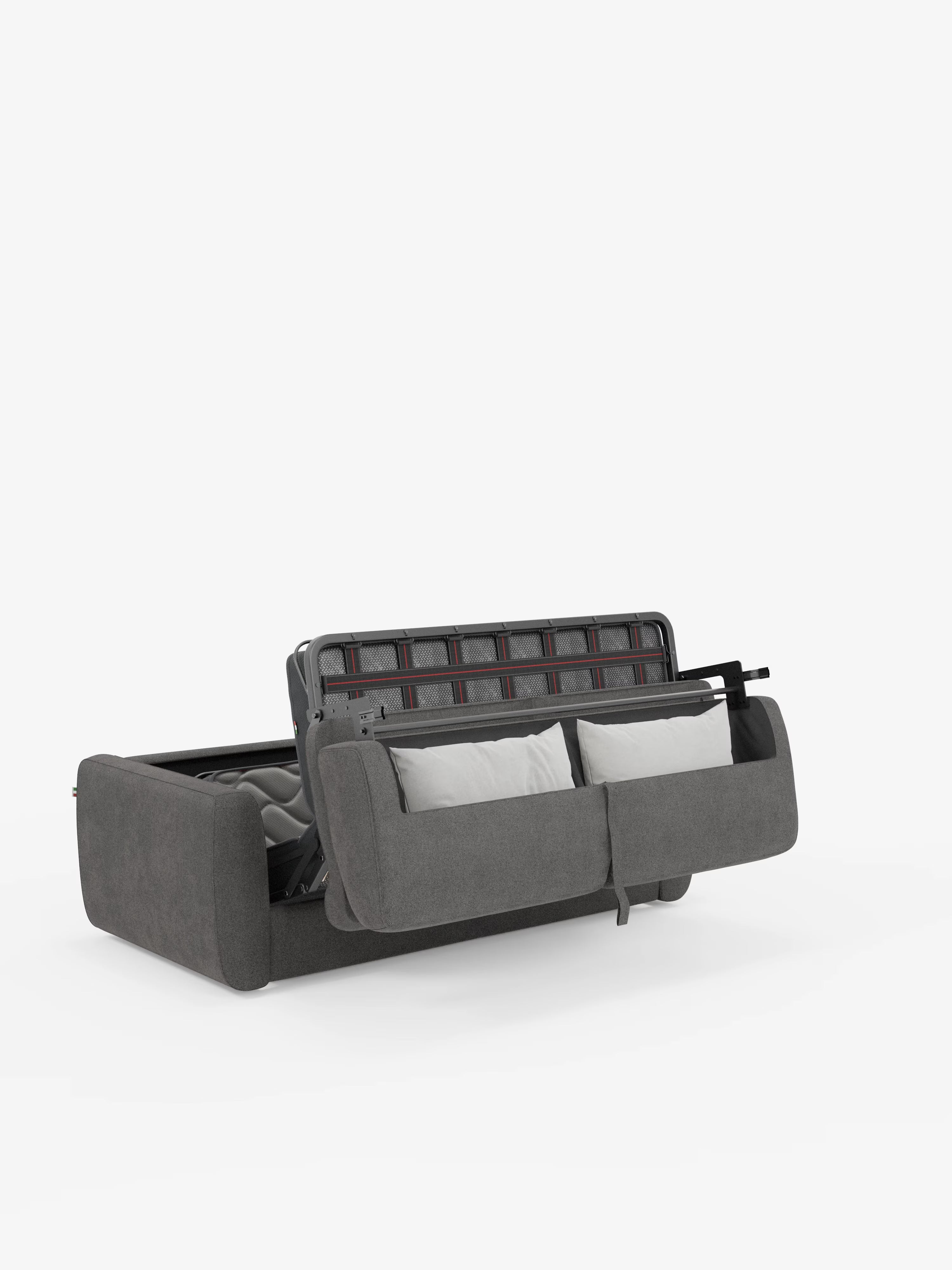Leonida divano letto sfoderabile 3 posti - materasso alto 18 cm incluso e vano porta-cuscini in Tessuto Smacchiabile