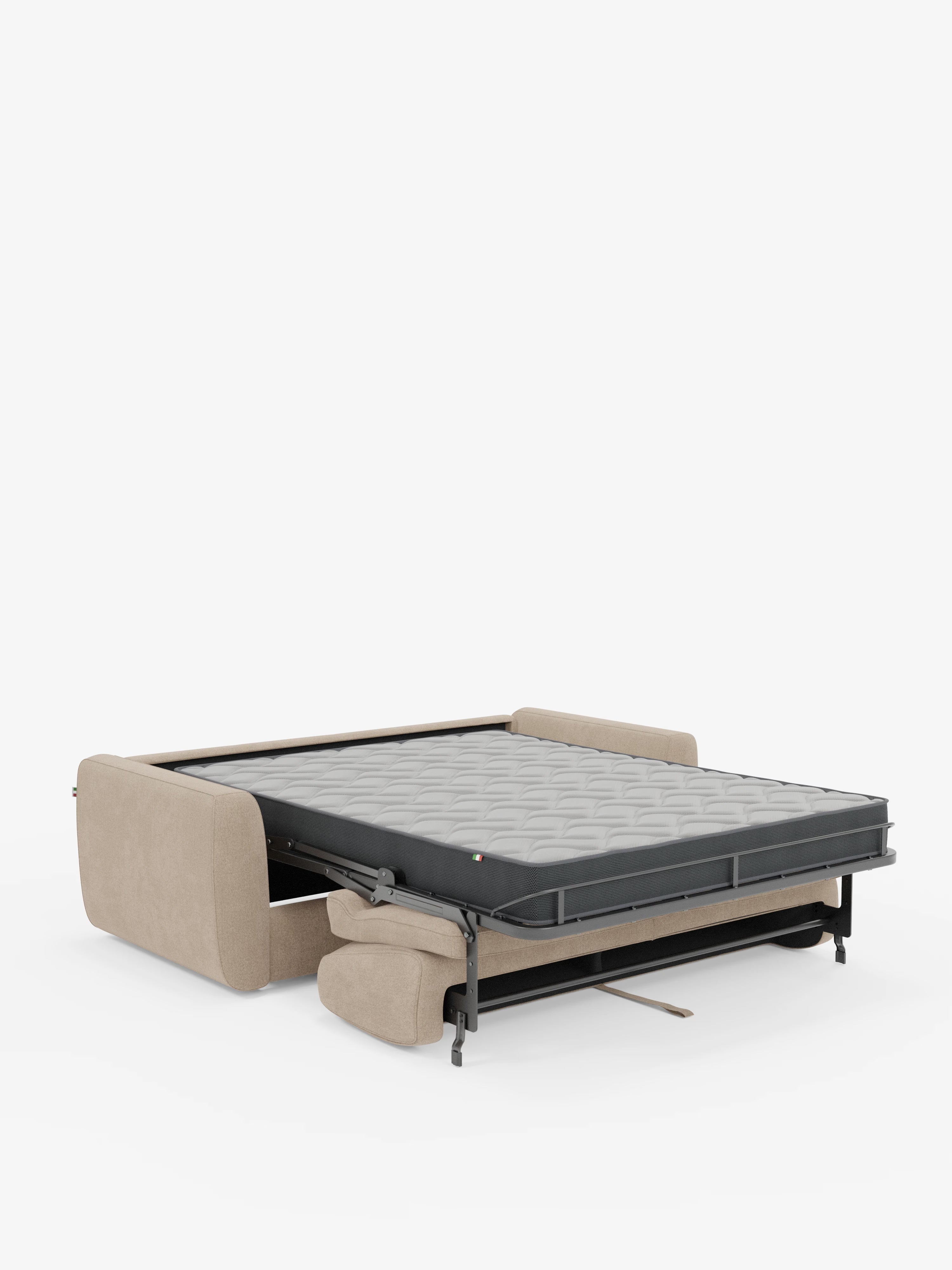 Leonida divano letto sfoderabile 3 posti - materasso alto 18 cm incluso e vano porta-cuscini in Tessuto Smacchiabile